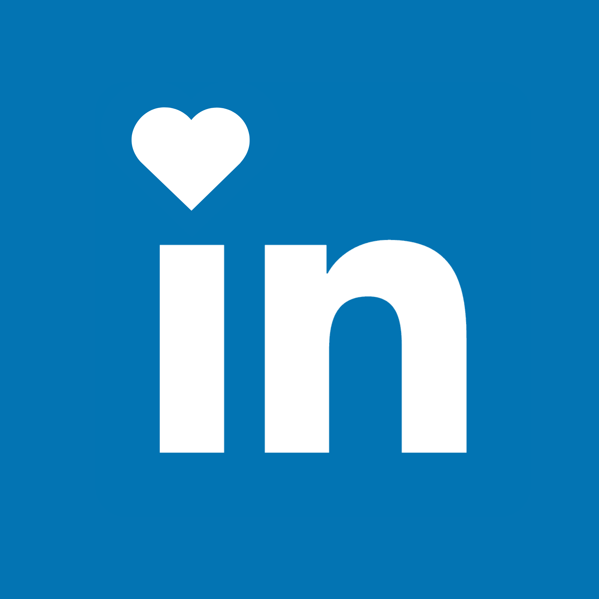 linkedin logo med hjerte over i-en