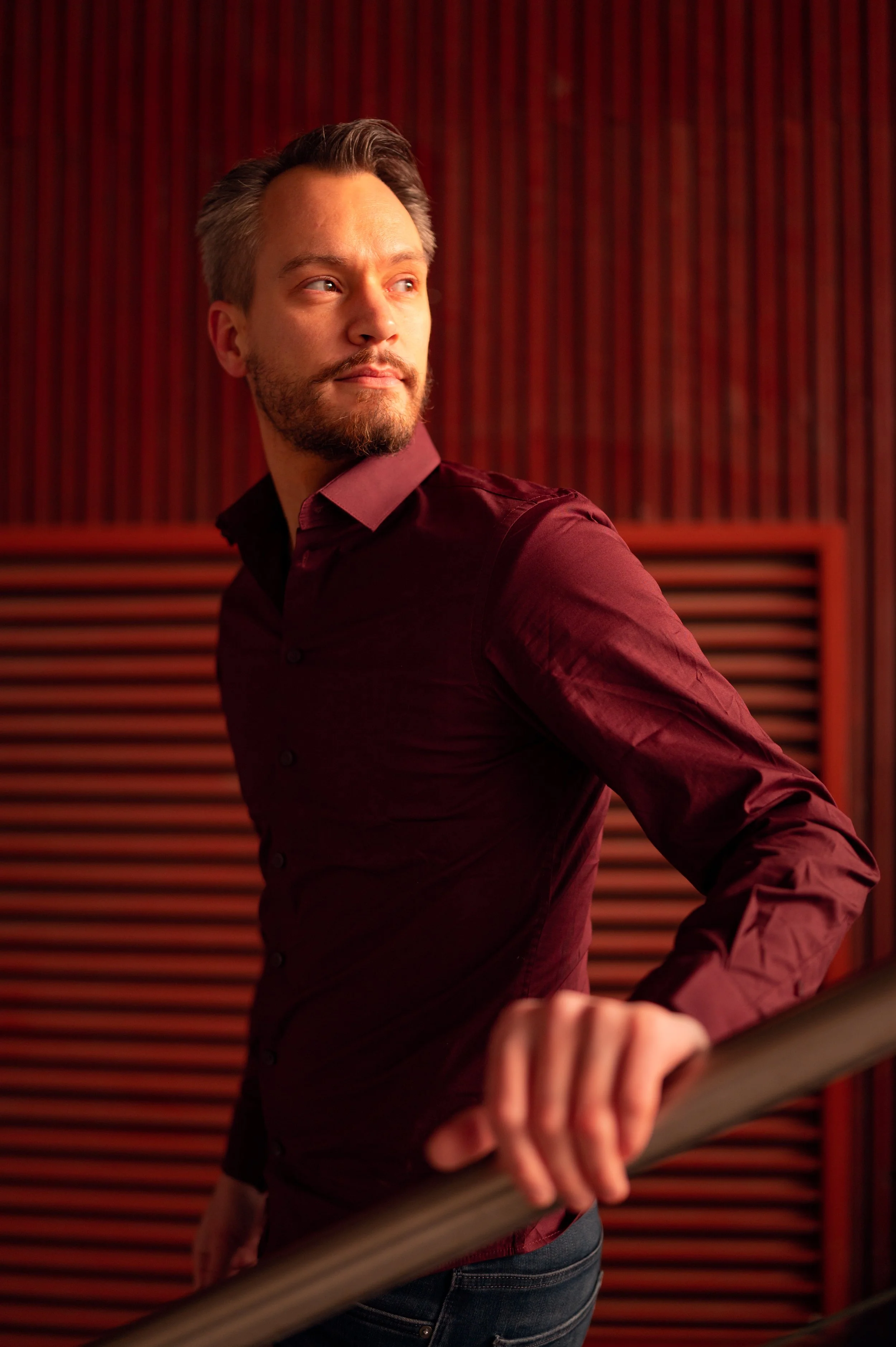 tinder picture of man in red