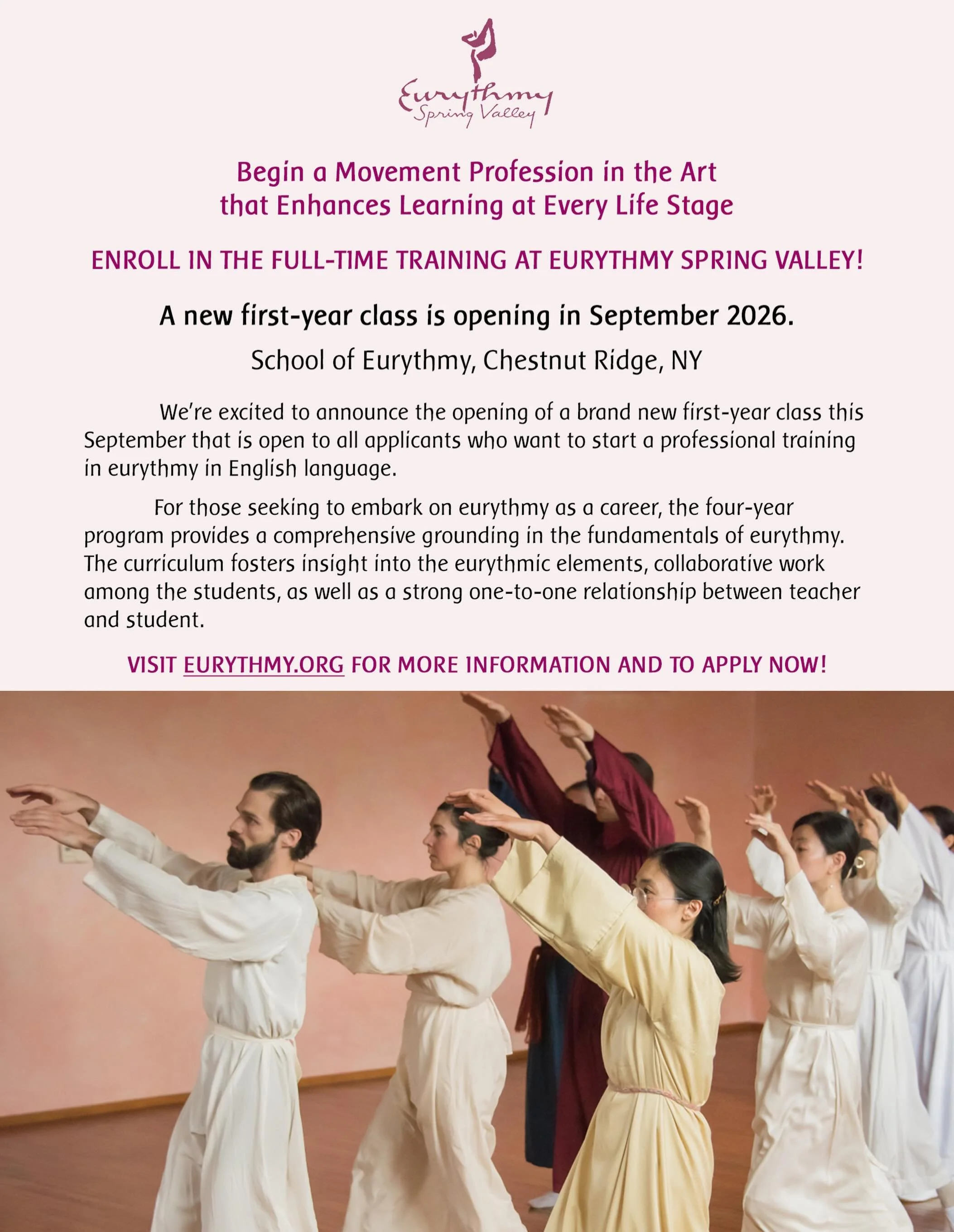 ✨Beginning this September, we are excited to announce a new first year at Eurythmy Spring Valley. ✨
.
.
.
.
.
.
.
#eurythmy#eurythmy#movementart#steiner#eurythmy_global