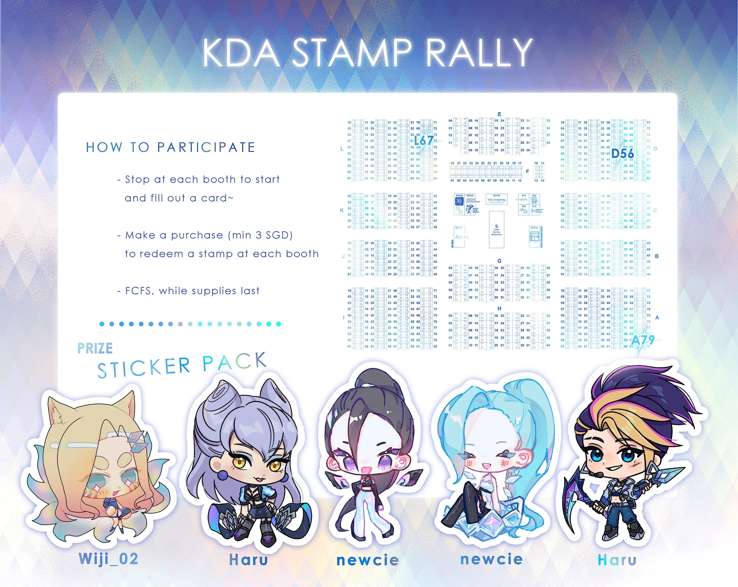 [RT💕] 
💎KDA STAMP RALLY

DOUJIMA | #doujima2026
📍Suntec in Singapore

💎Stop at any booth to pick up a card~ 
💎Make a purchase of 3 SGD or more at each booth
💎At the end, you will get a prize (sticker pack)
💎FCFS, while supplies last 

💎 PARTI