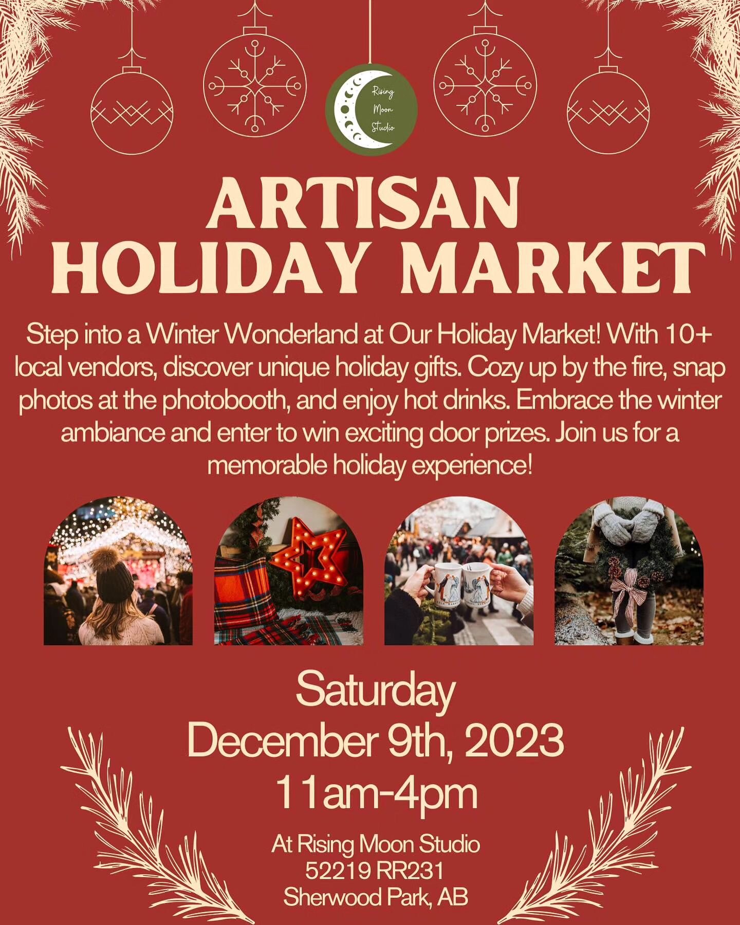 Come down this Saturday to the beautiful @rising.moon.studio for the holiday artisan market.

I'll be there offering herbal blends, including yoni steam blends my seasonal anxiety remedy tea and dream pillows!💫

#yegevents #thingstodoinedmonton #sho