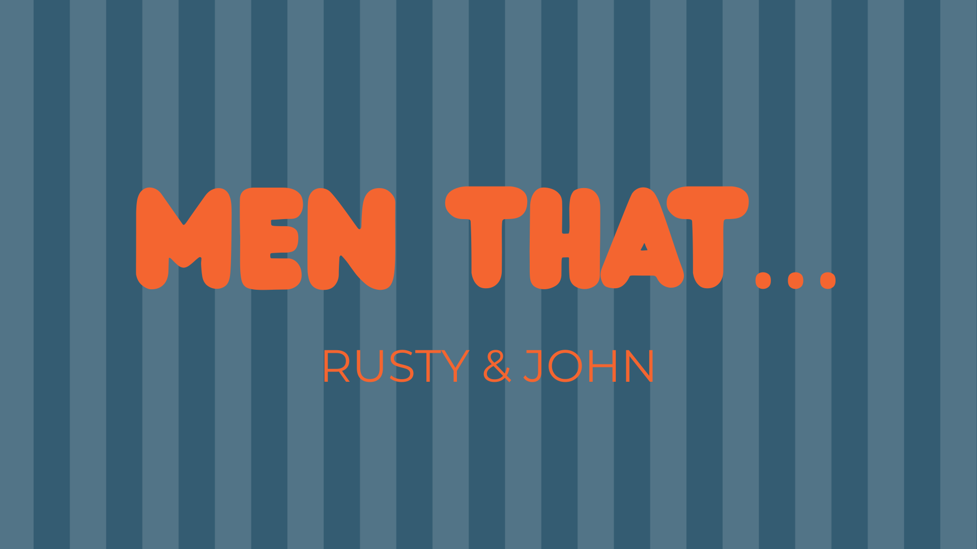 Vintage black and white street scene with cars and buildings, overlaid with yellow text that says 'MEN THAT...' and a stylized logo resembling an 'M'.
