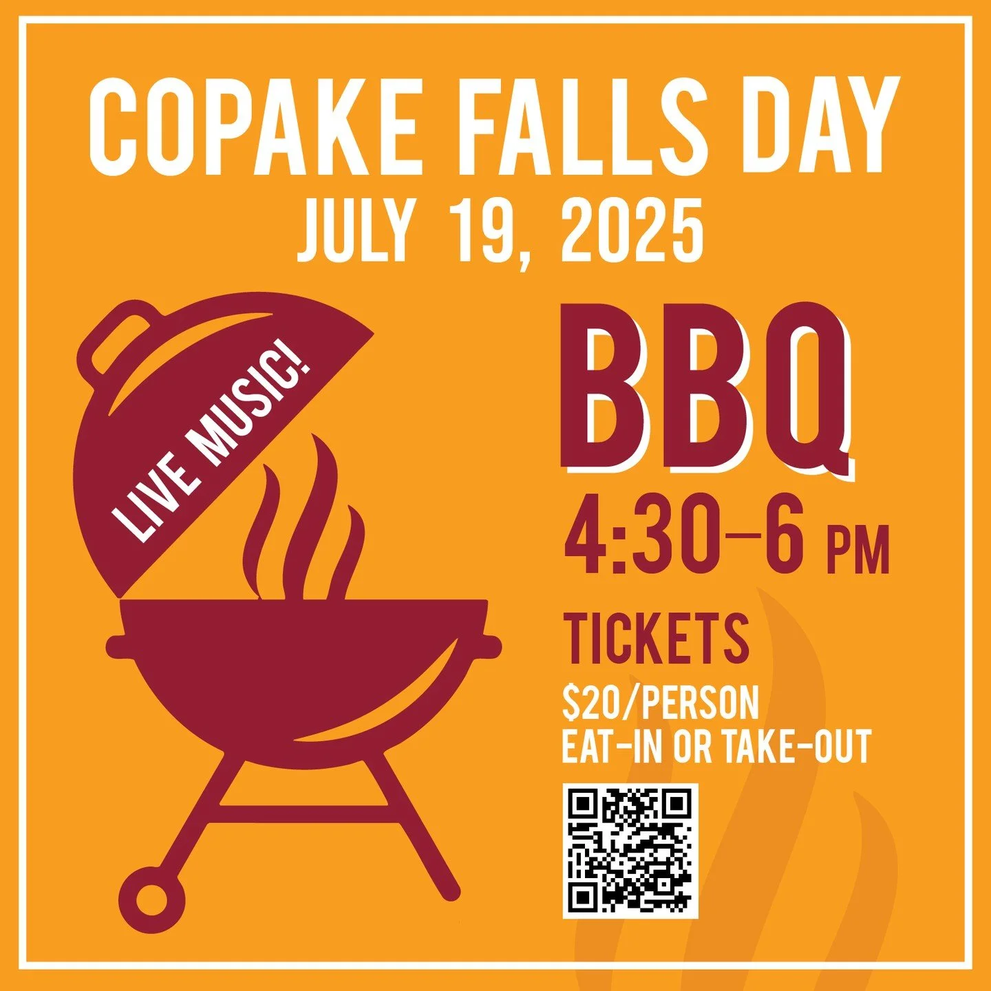 The Copake Falls Day BBQ is back!
Saturday, July 19
4:30–6 pm
TICKETS
$20/Person
Eat-in or Take-out
(Vegetarian option available)
Purchase details here: https://copakefallsny.com/bbq-tickets.
Church of St. John in the Wilderness
Live Music b