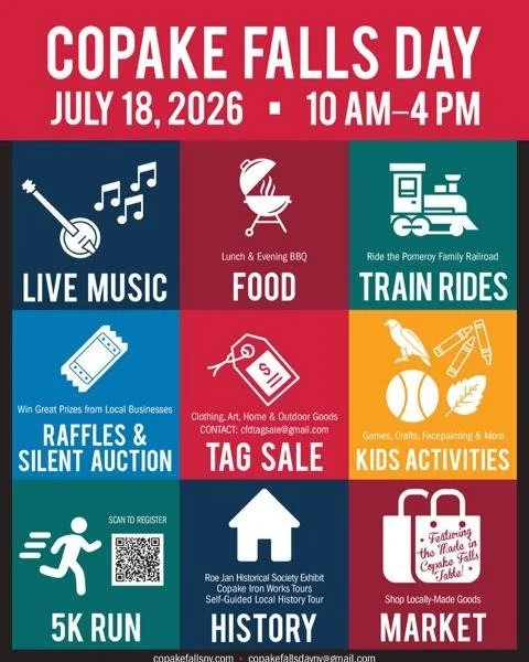 Mark your calendars for July 18th! Sign up for our 5K with the QR code or through our website: https://copakefallsny.com