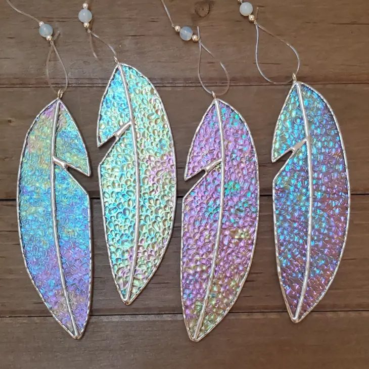 6" Stained Glass Iridescent Feathers
