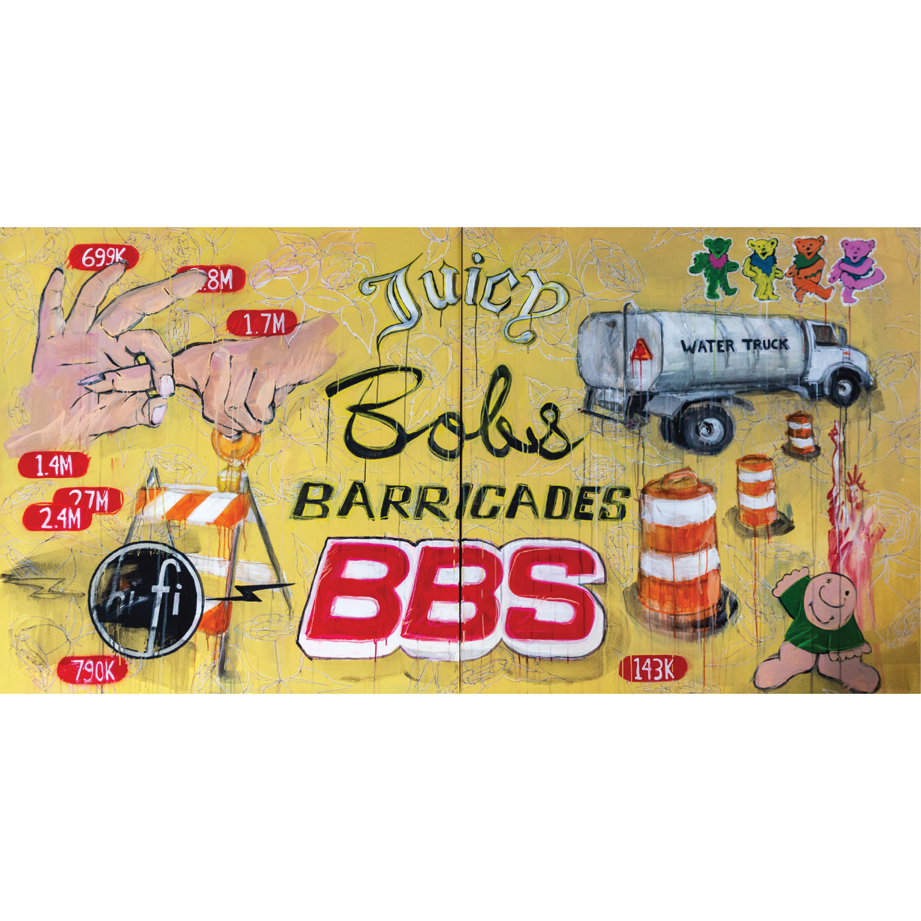  BBS  
Acrylic, pastel, charcoal on canvas
48” x 96”