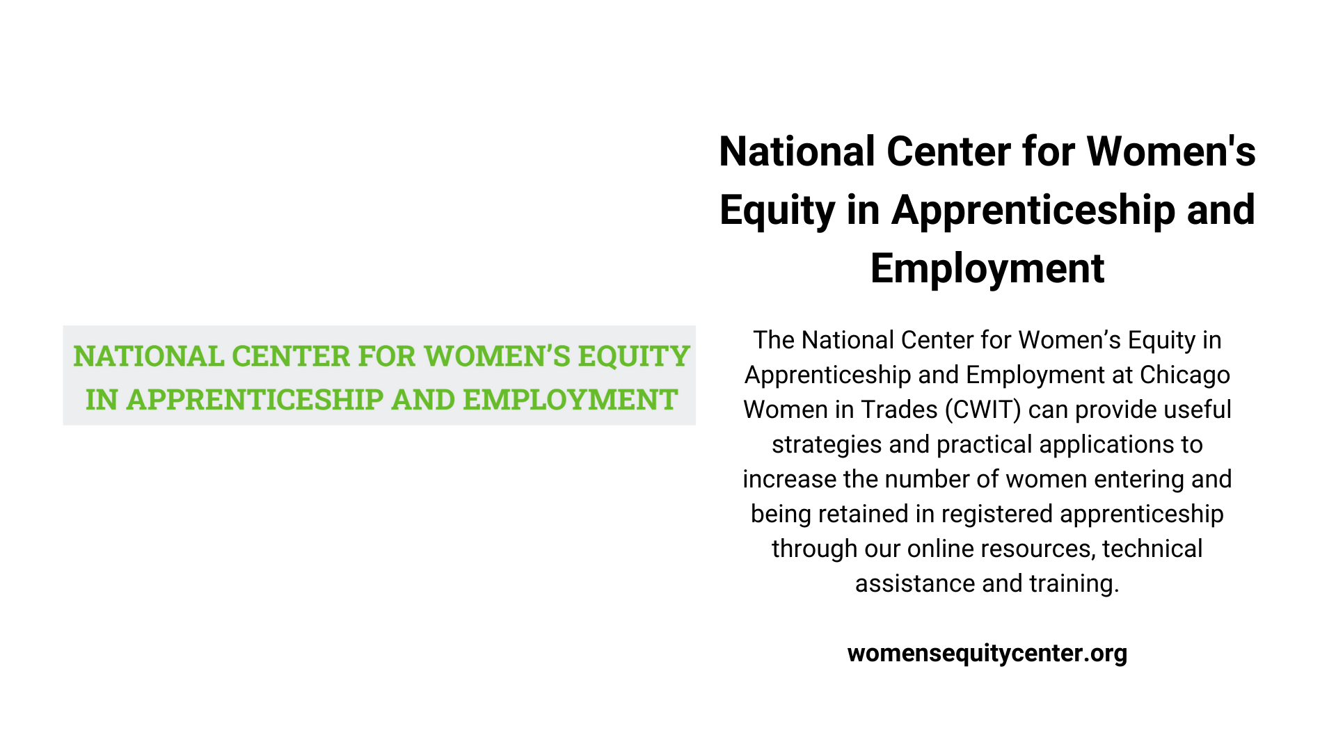 National Center for Women's Equity in Apprenticeship and Employment