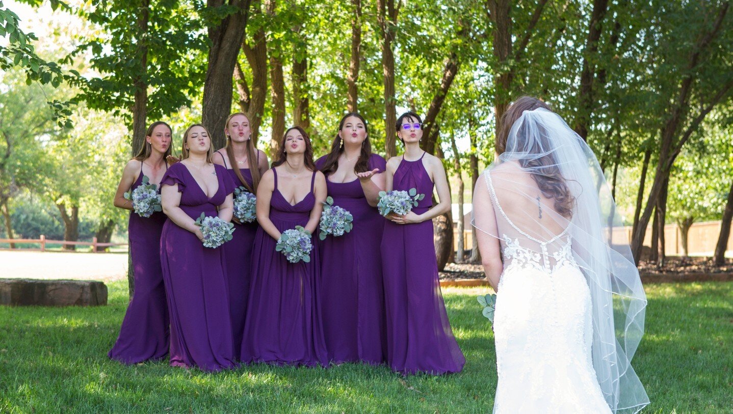 Bridesmaid - group of bff's that have your back on one of the biggest days of your life.  Build your history with people who support you.  And will blow kisses at you when a wild photographer instructs them to.  LOL ⁠
⁠
Venue: Edmond Springs⁠
Couple: