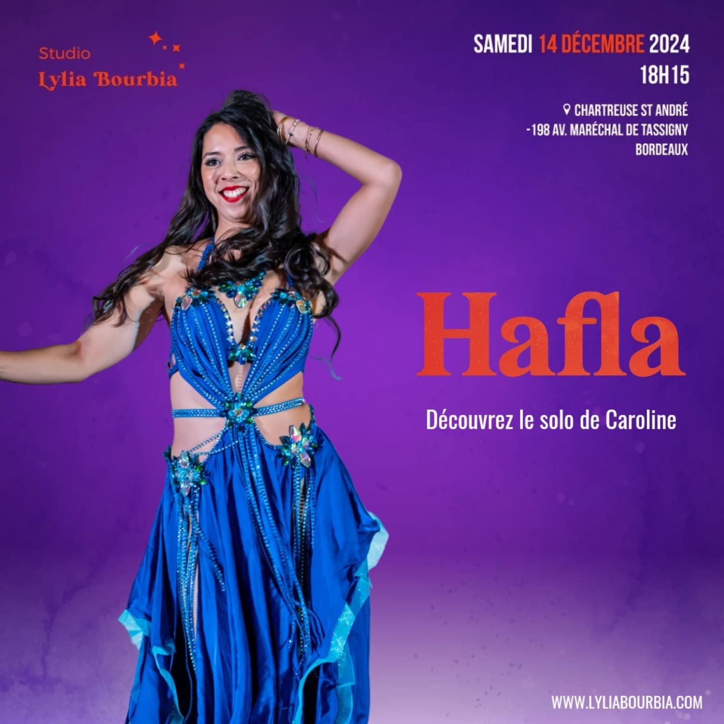 Aujourd'hui on te pr&eacute;sente les 4 premi&egrave;res danseuses qui danseront &agrave; la sc&egrave;ne ouverte de notre Hafla 🥰🥰 Retrouvez sur sc&egrave;ne les belles Caroline, Eli &amp; Sonia de Tours et Francisca le samedi 14 D&eacute;cembre &