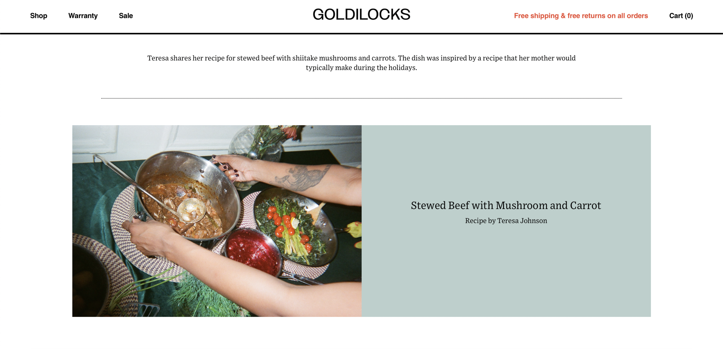 Holiday Recipe, Goldilocks