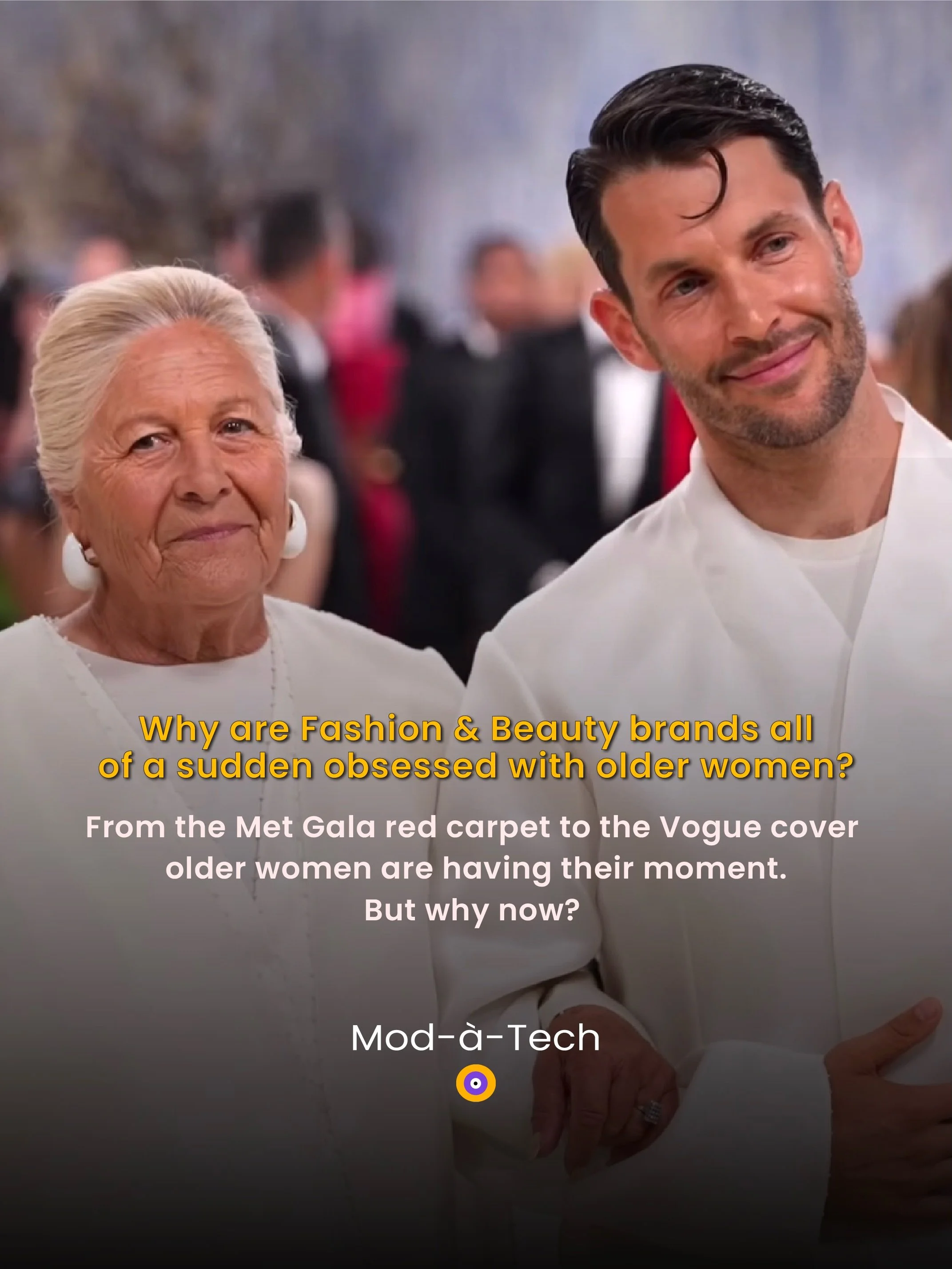 Aging is trending. And no, it&rsquo;s not a coincidence.

@jacquemus brought his grandmother Liline to the Met Gala this week &mdash; matching white looks, her carrying the Val&eacute;rie bag he named after his own mother. And if you know Simon Porte