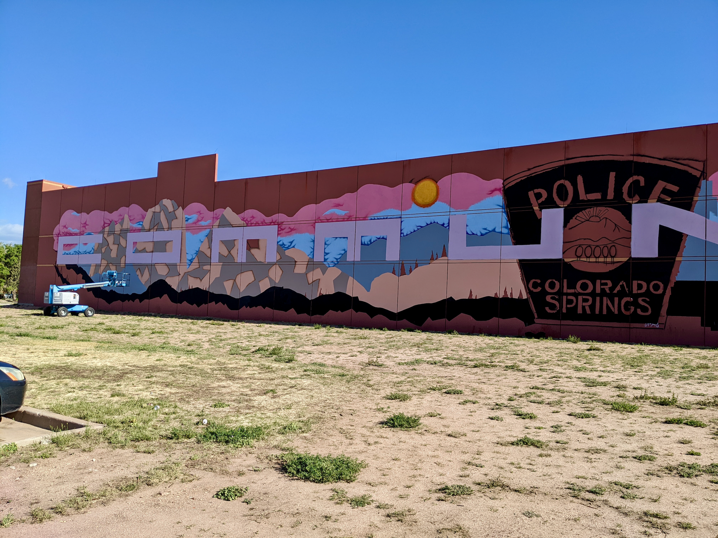  We’ve enjoyed having a front-row seat to see the mural come to life. The artist worked from a lift he could operate himself. 