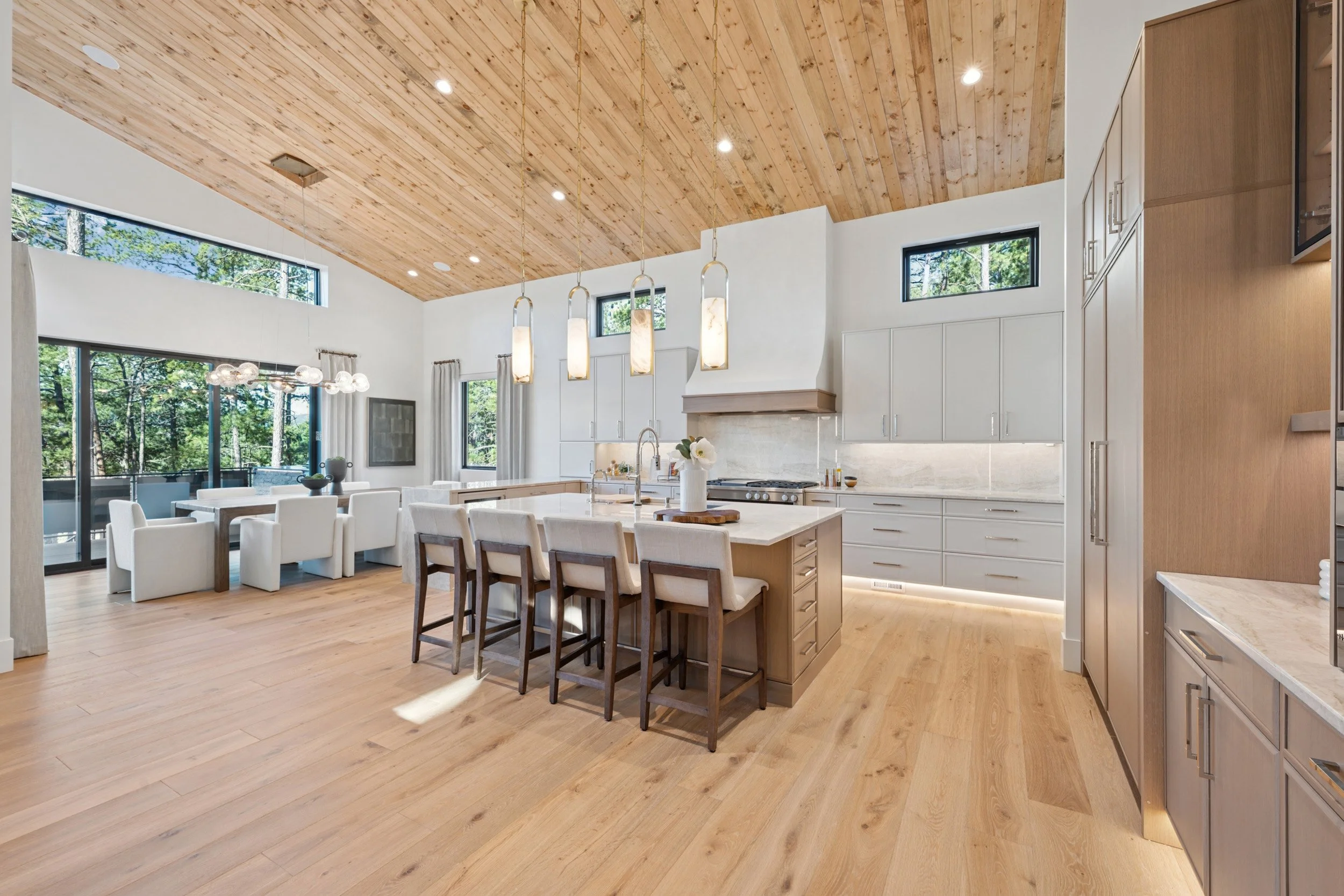 Gourmet kitchen in mountain modern home. 