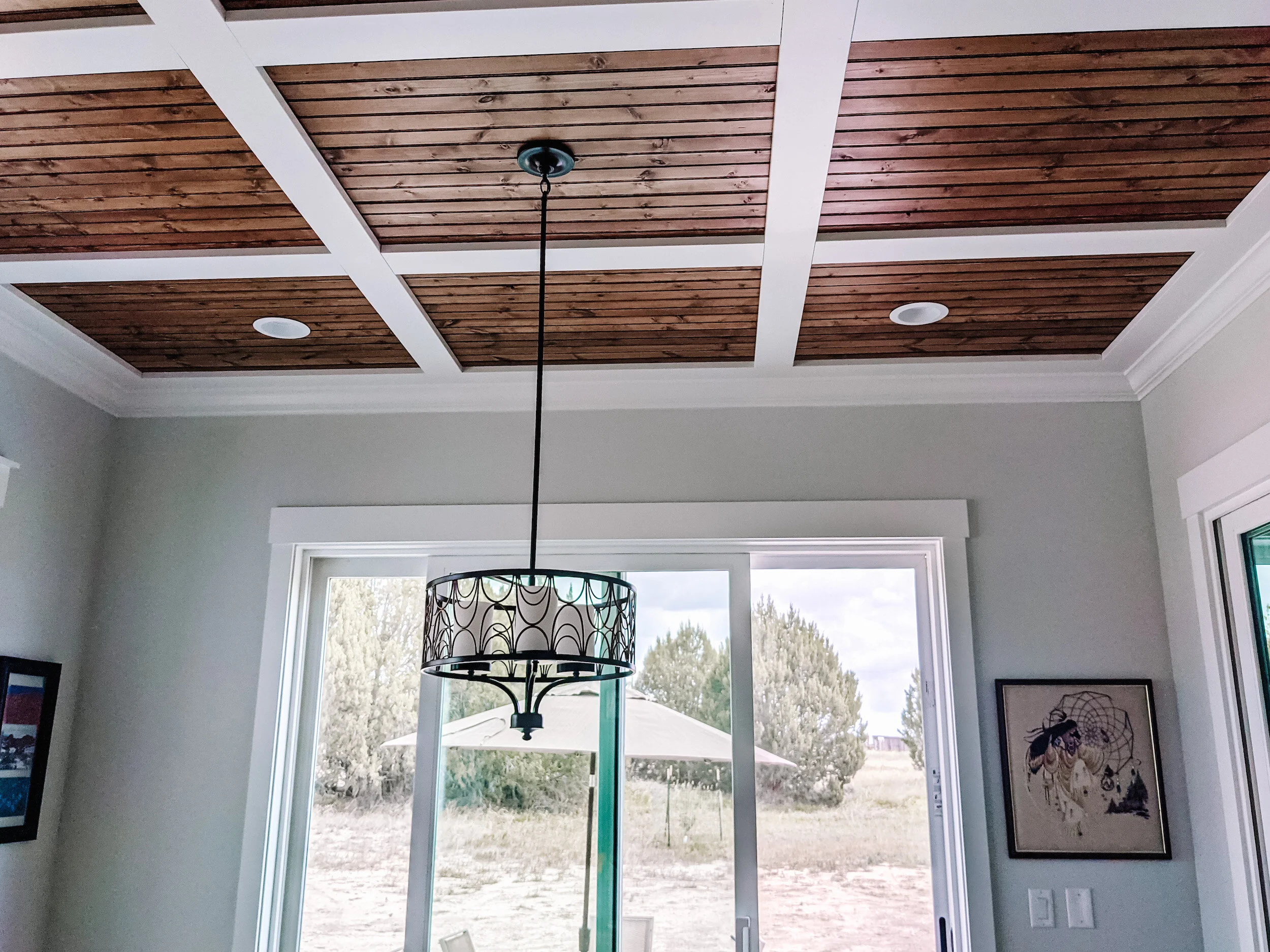 Modern farmhouse ceiling details.