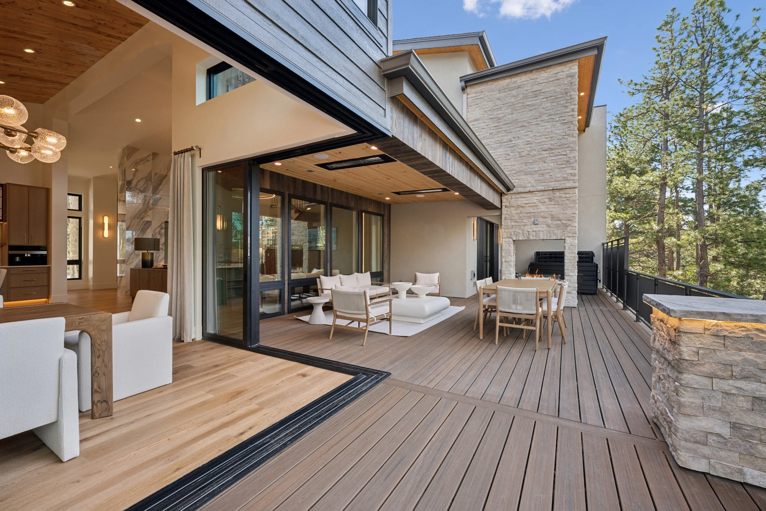 Impressive covered deck with mountain views in Colorado Springs.