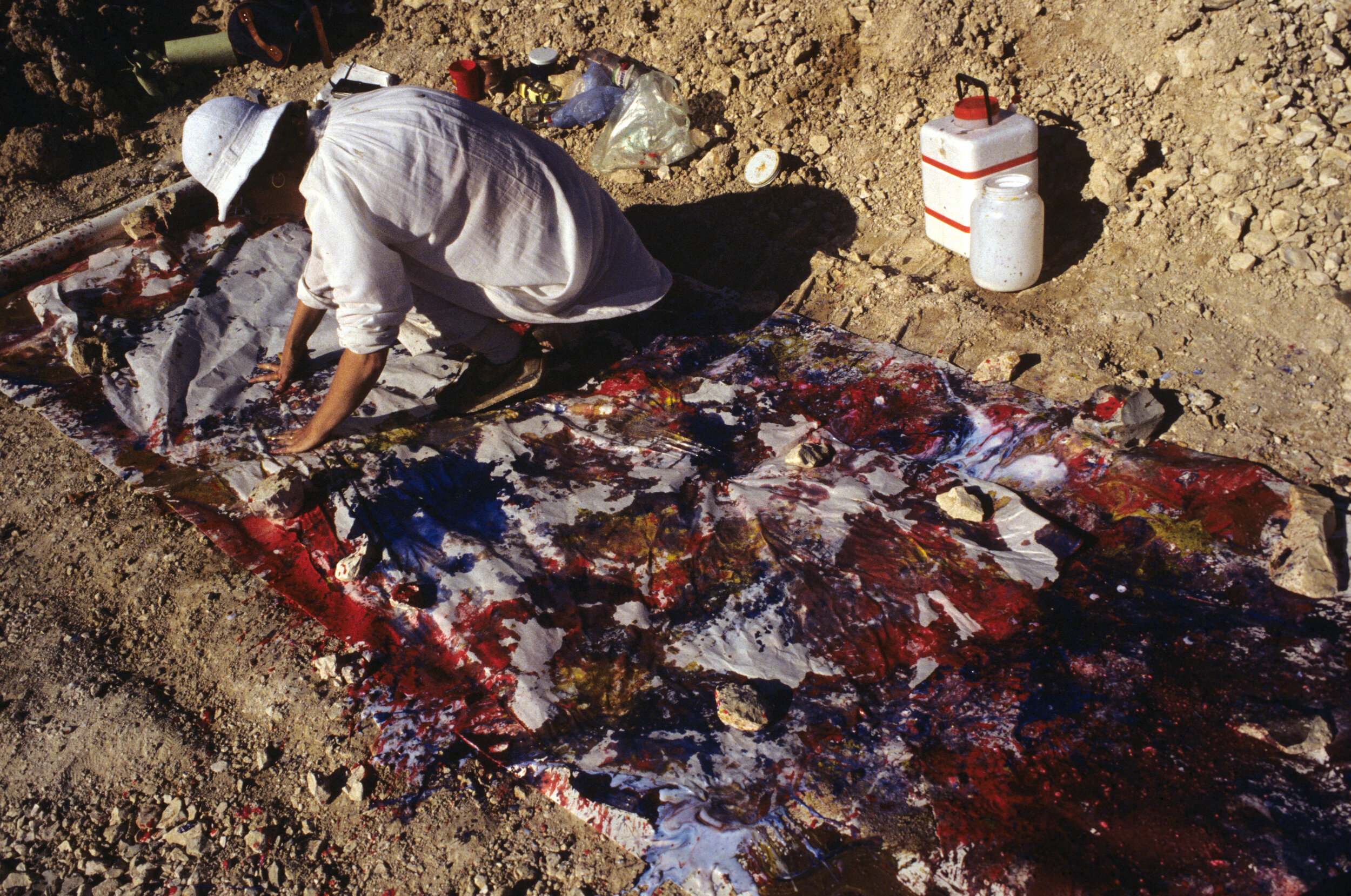 Beth Ames Swartz painting in Safed, Israel, 1980