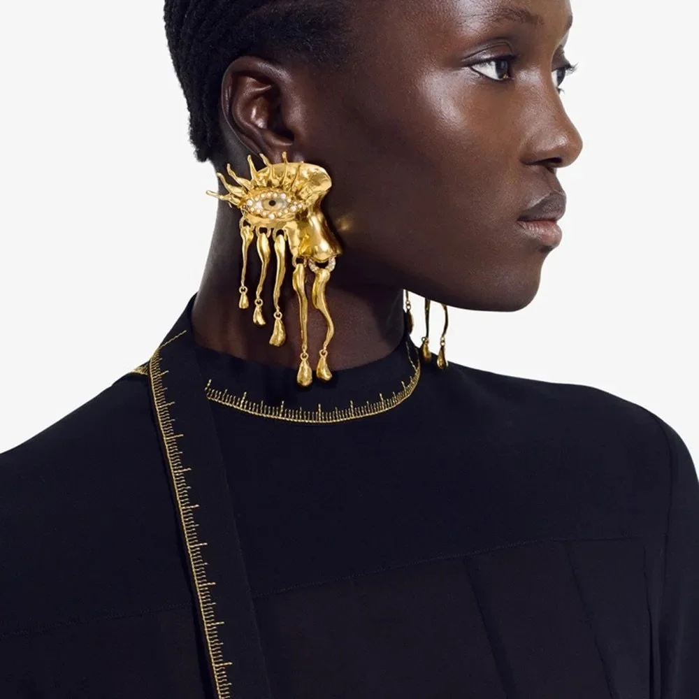 Old Baroque Sunburst Face Baroque Surrealist Earrings