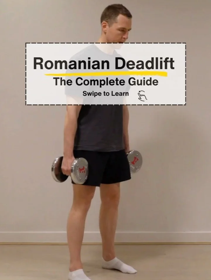 The Romanian Deadlift - one of the best exercises you can do, but also one of the hardest to learn.⁣⁣
⁣⁣
Get it right, and you&rsquo;ll bulletproof the entire back of your body.⁣
⁣⁣
Get it wrong, and you&rsquo;ll do your back in 🫣⁣⁣
⁣⁣
Swipe through