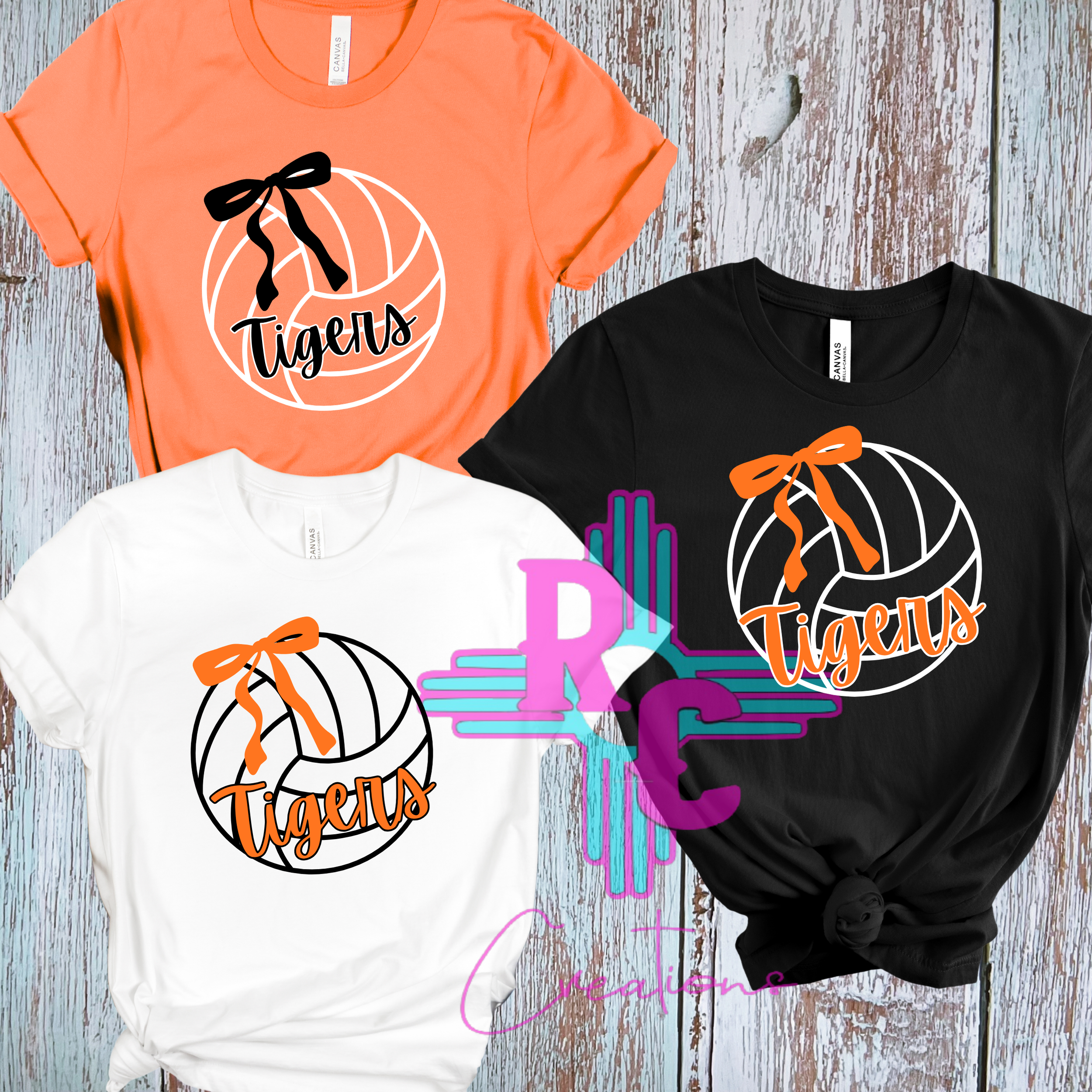 Tigers Volleyball With Bow