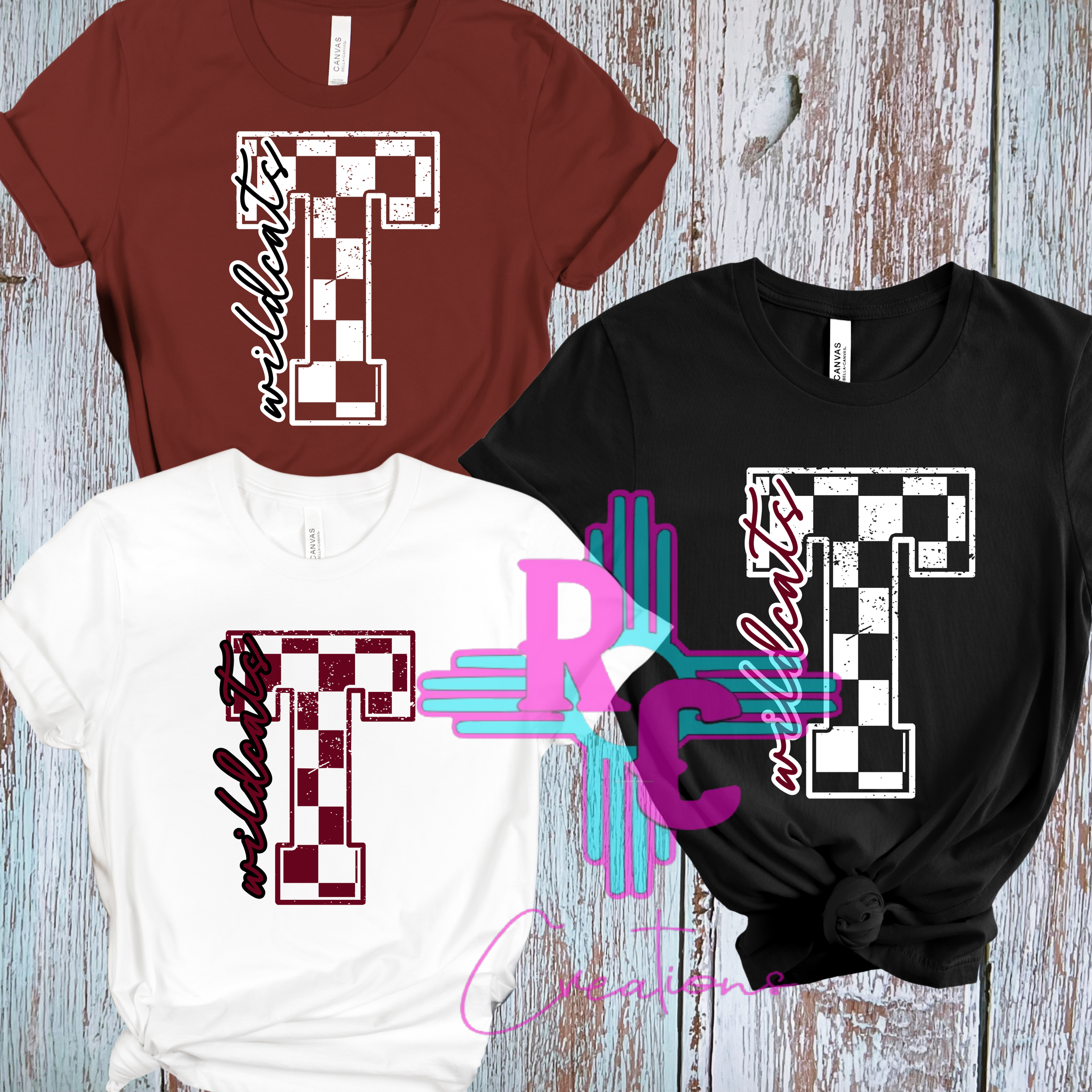 Tularosa Wildcats Checkered T