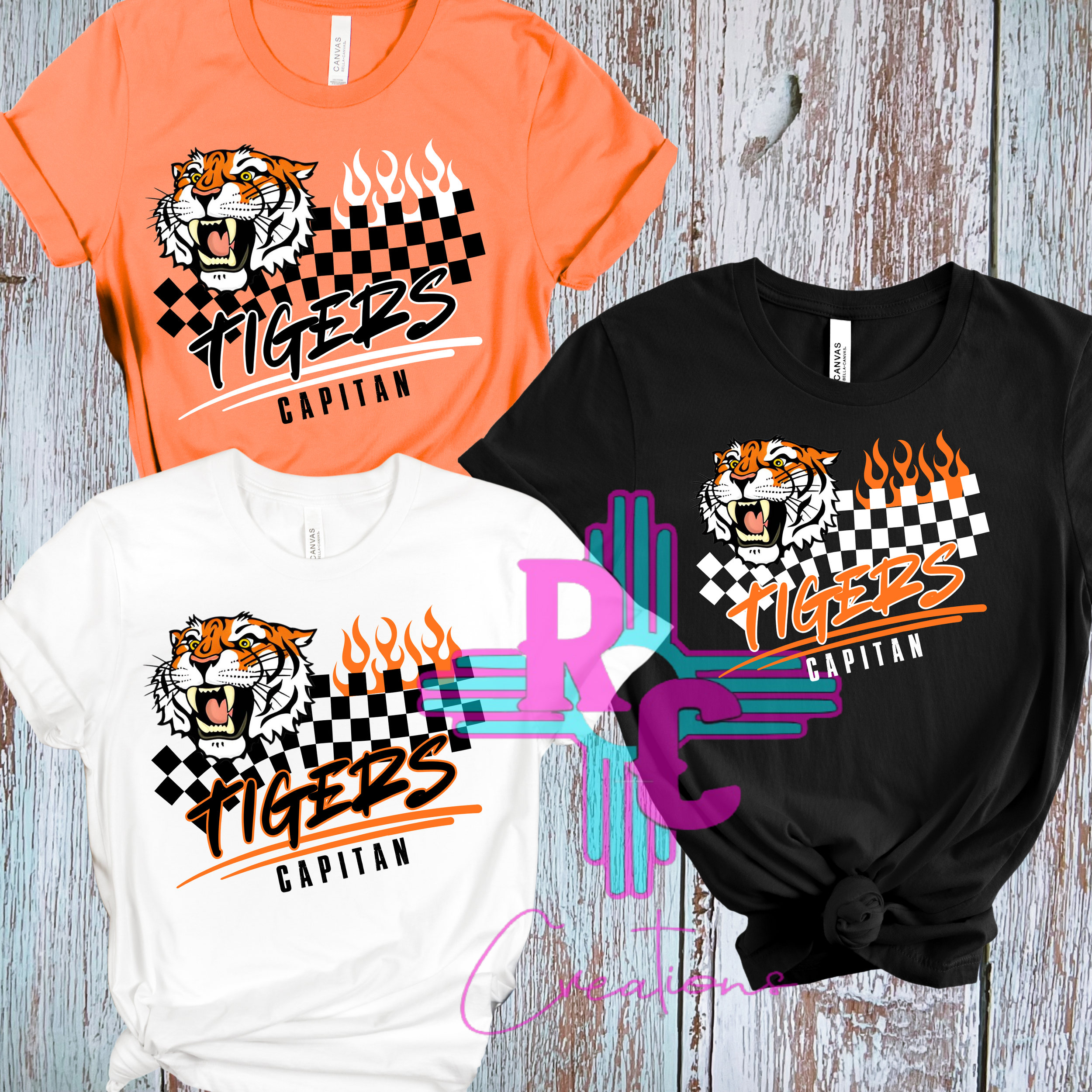 Capitan Tigers Checkered Flames