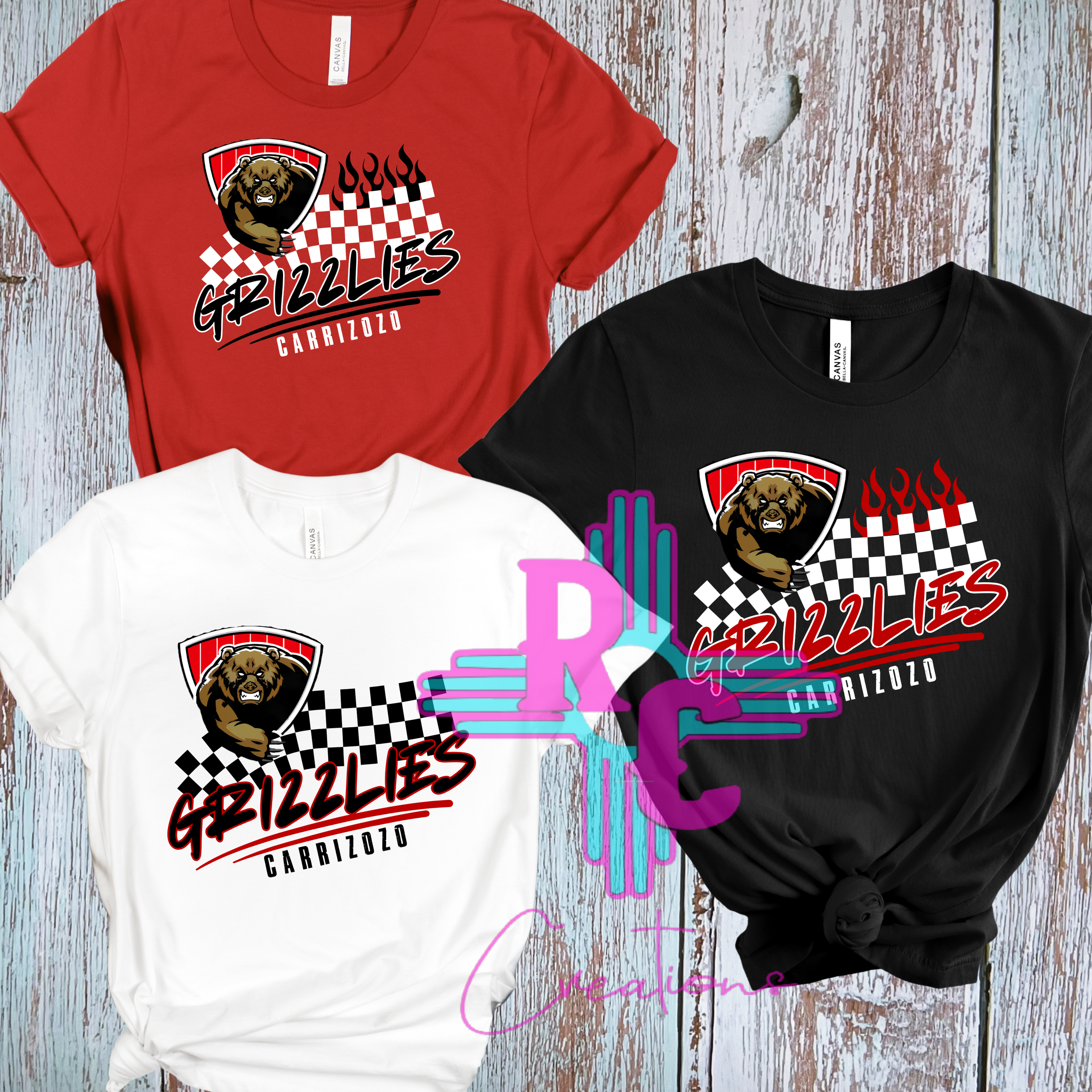Grizzlies Checkered Flames