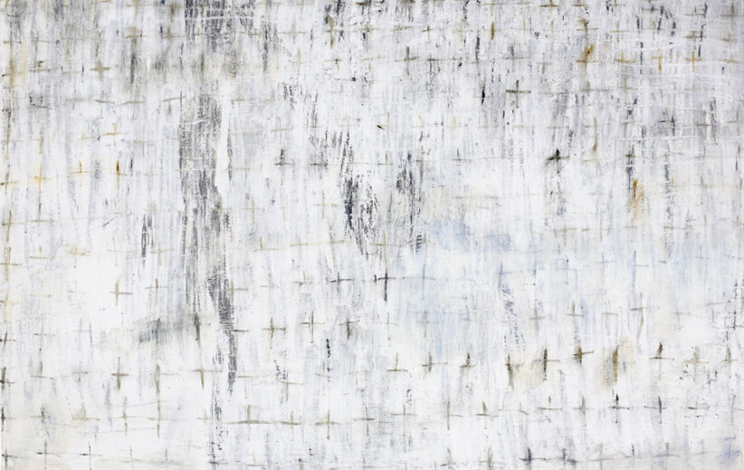 'White Flag (normandy)' graphite, oil, wax on canvas, 110x150cm, 2003