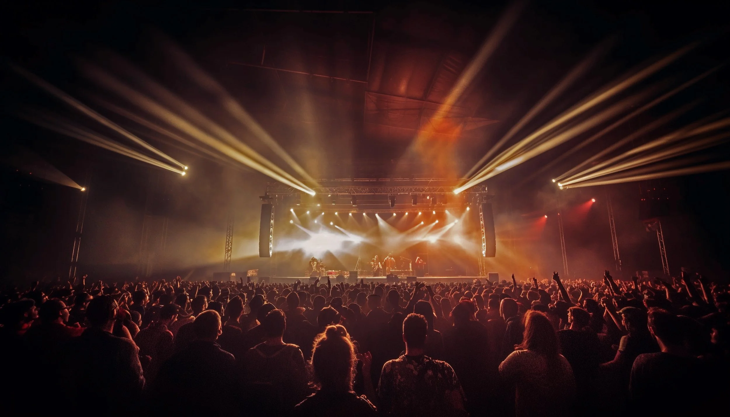 Spectacular stage performance with glowing light and illumination