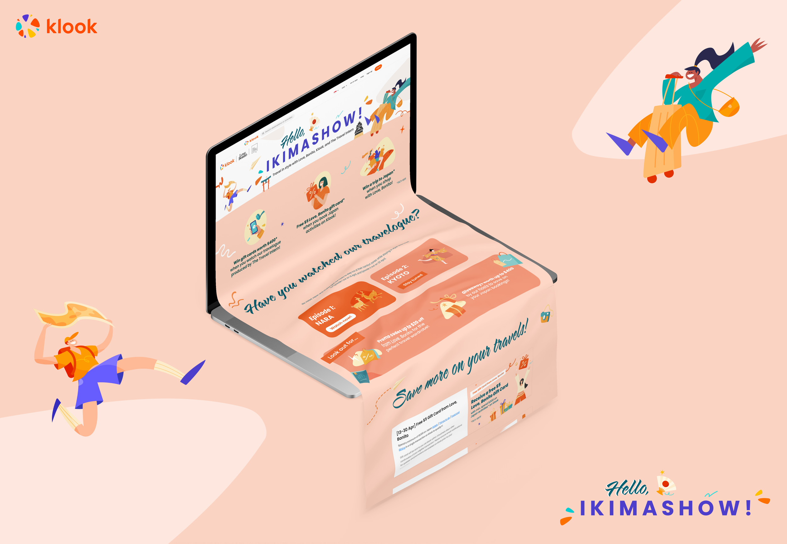 Klook x Love, Bonito x The Travel Intern - Hello, Ikimashow! - Campaign Look & Feel (Homepage)