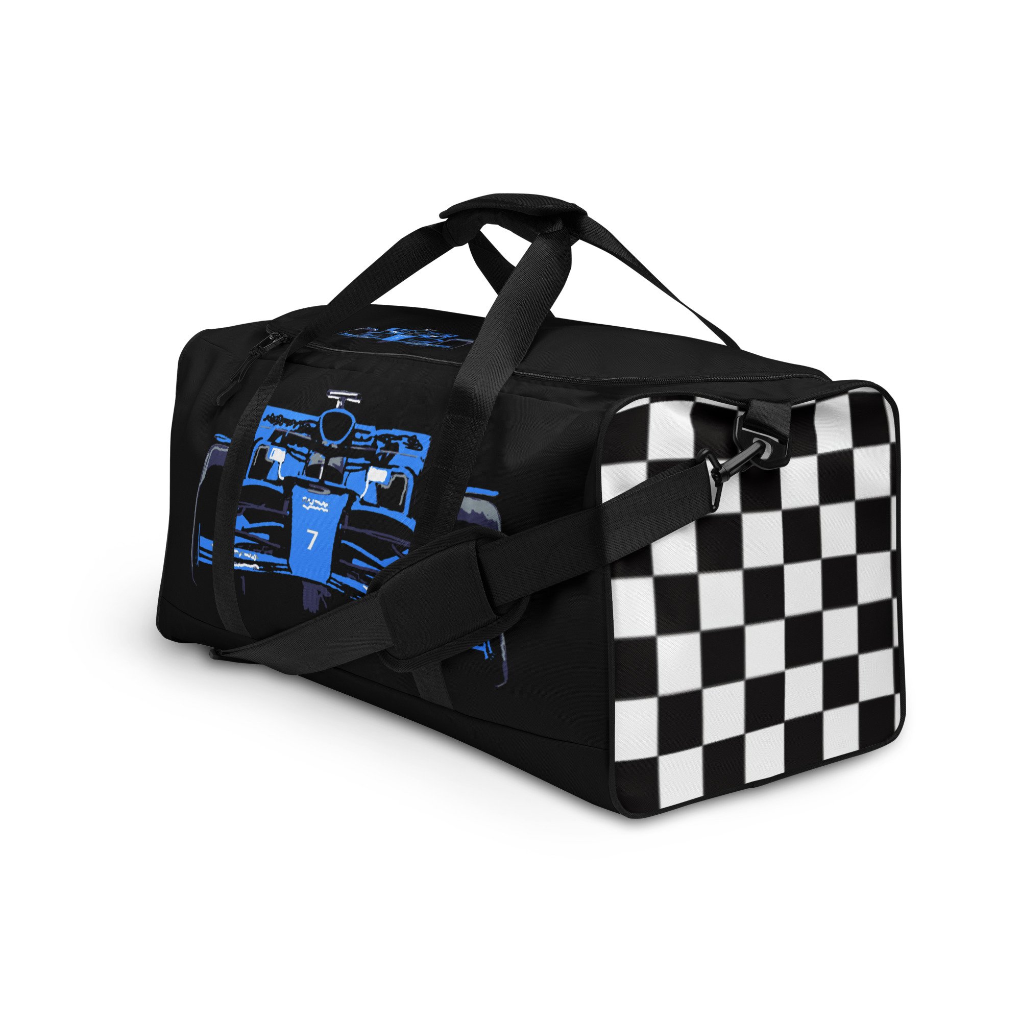 blue and black Formula Racing Car Duffle Bag luggage holdall
