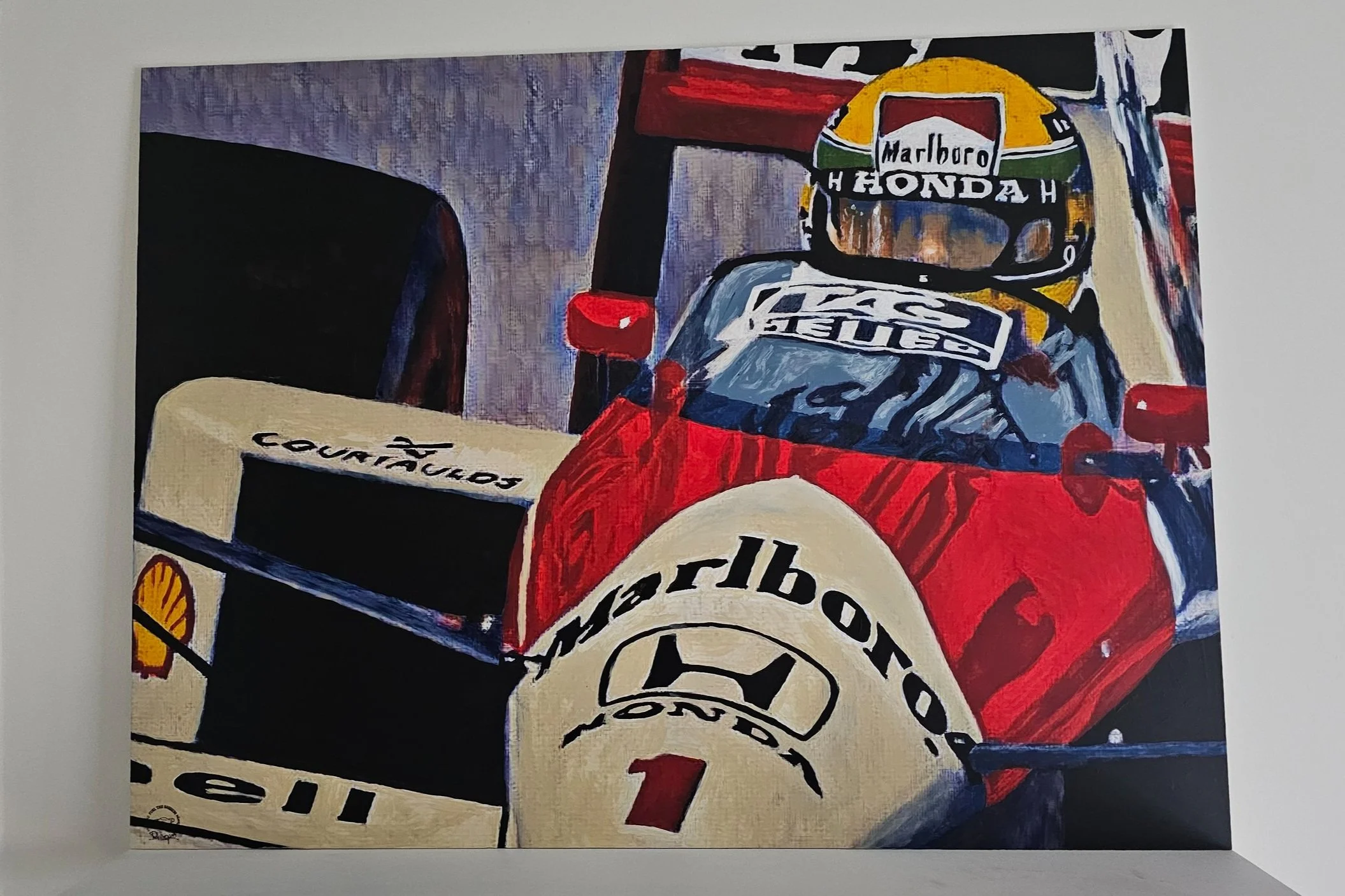 Acrylic hand painted (Limited Edition) Ayrton Senna McLaren wall art