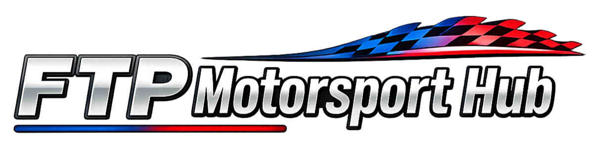 FTT Motorsport Hub logo with a checkered flag design in red, blue, and black