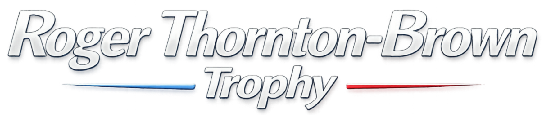 Logo for the Roger Thornton-Brown Trophy with a stylized font and red, white, and blue accents.