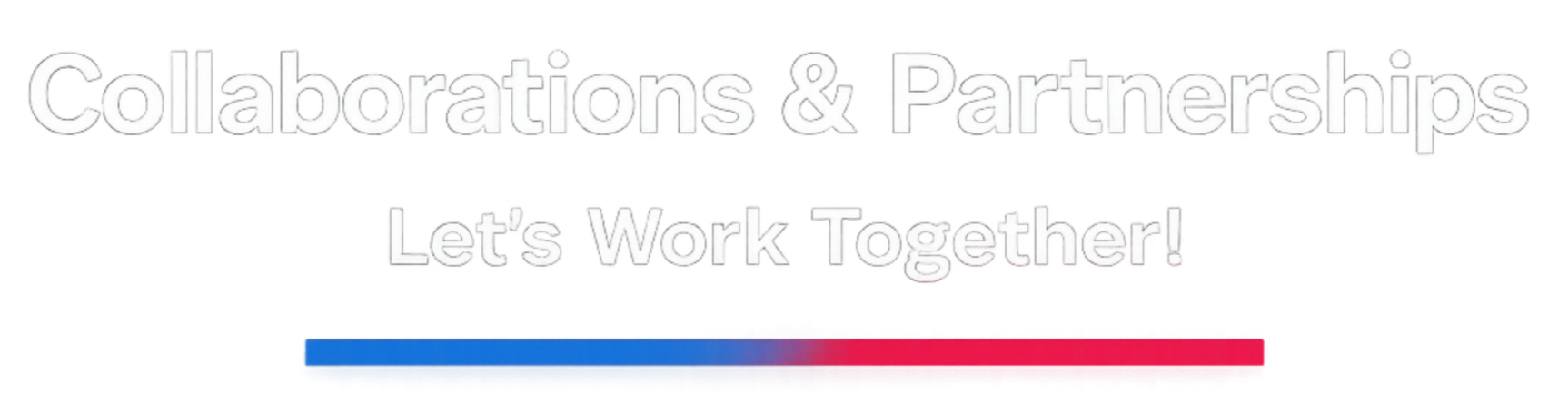 Text reads 'Collaborations & Partnerships - Let's Work Together!' with colorful lines underneath.
