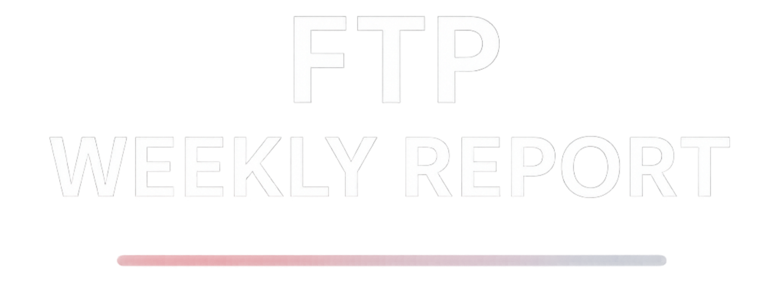 Text reading 'FIP Weekly Report' in white letters with a red to purple gradient line underneath against a black background.