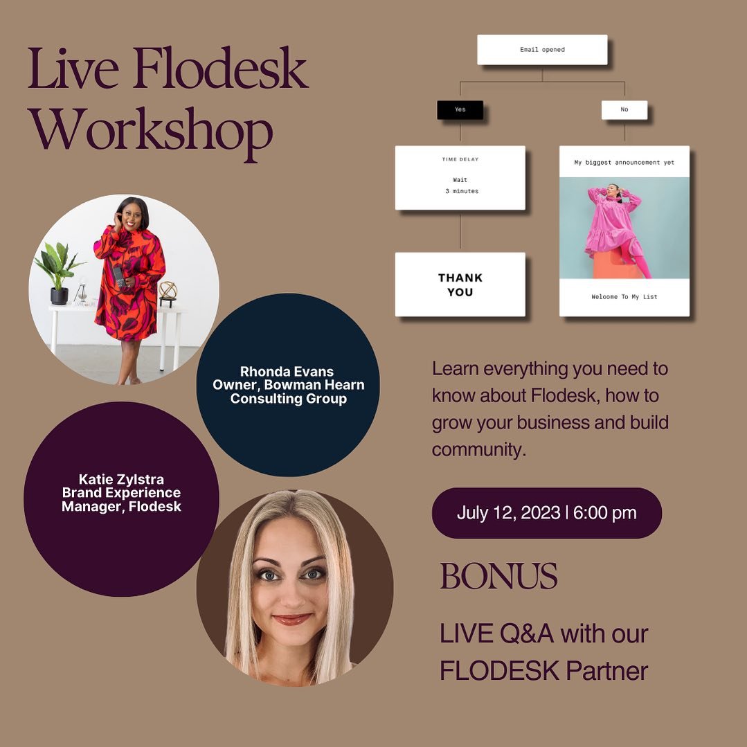 We are so excited for our @flodesk workshop tomorrow. 

We are even more excited that our partner from Flodesk Katie Zylstra, Brand Experience Manager, will join us for the Live Q&amp;A segment. 

Here&rsquo;s your opportunity to learn about Flodesk 