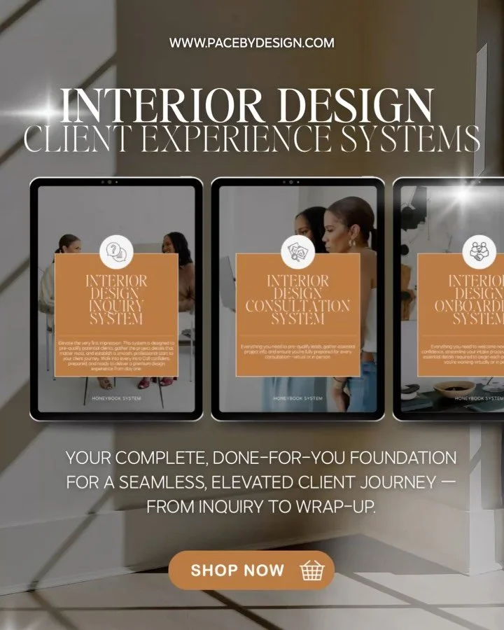 It&rsquo;s here &mdash; the Interior Design Client Experience Systems have officially launched!

Designers, your workflow glow-up starts today.

Introducing a complete, done-for-you foundation for delivering a seamless, elevated client journey &mdash