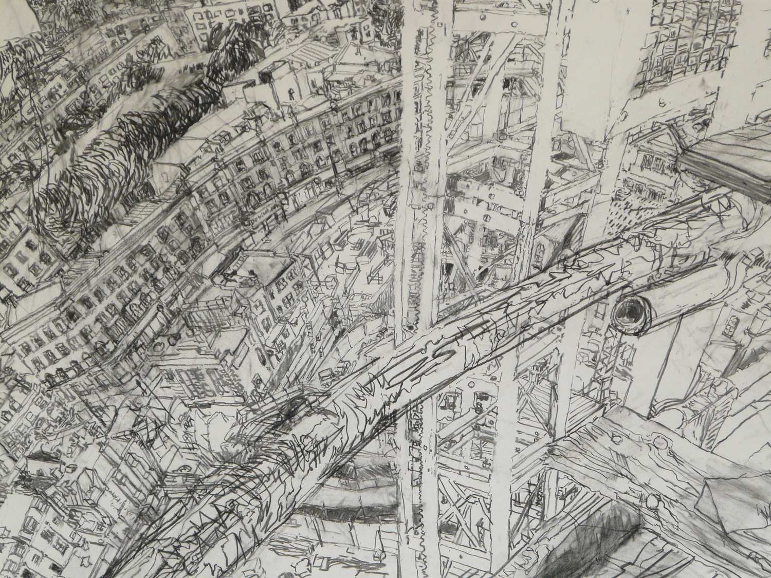 Charcoal_drawing_by_Alexandra_Blum_Dalston_Square_construction_site_scaffold_aerial_view_Hackney.jpg