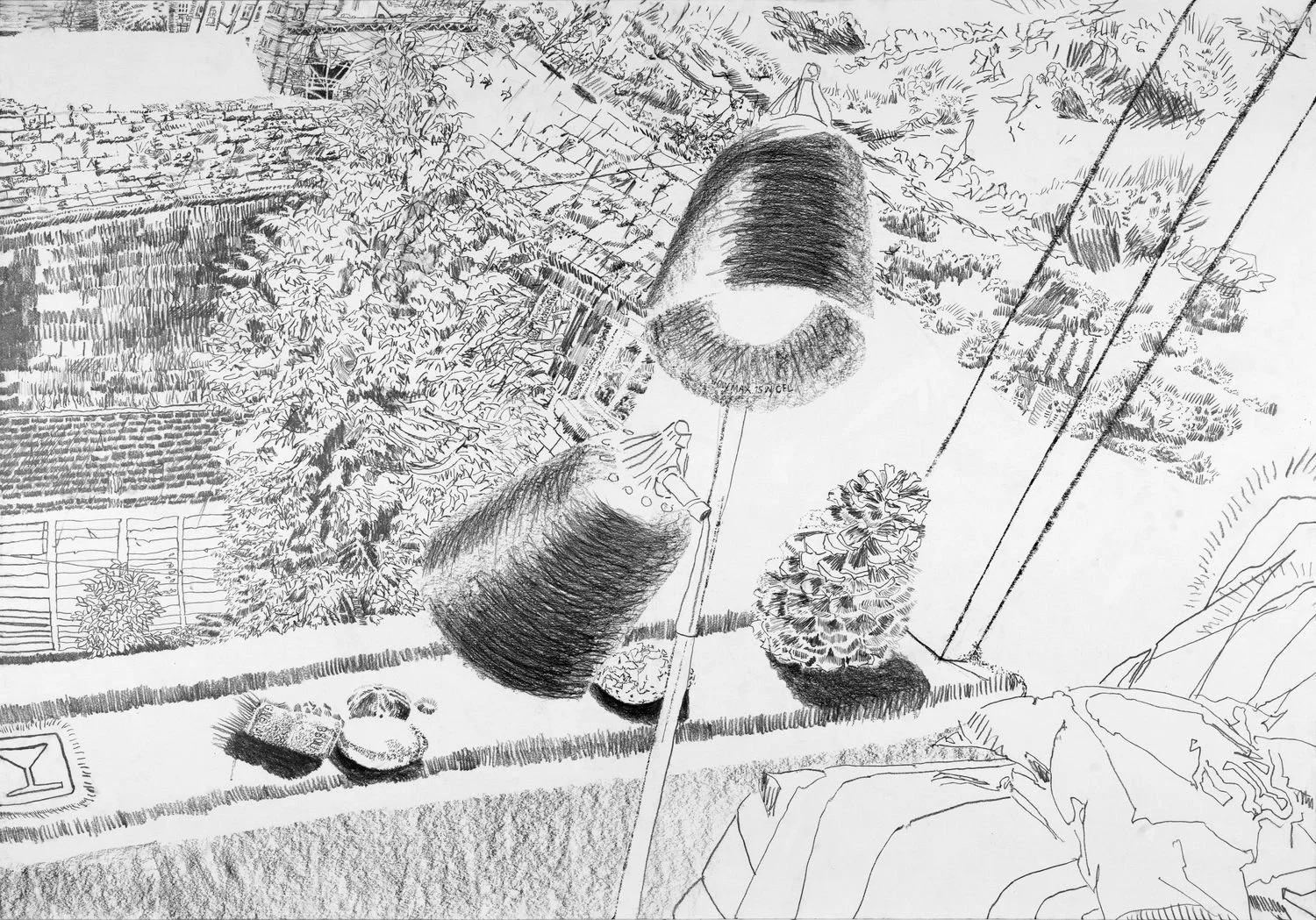 Panel 4 from Home Panorama Towards Spring graphite drawing by Alexandra Blum