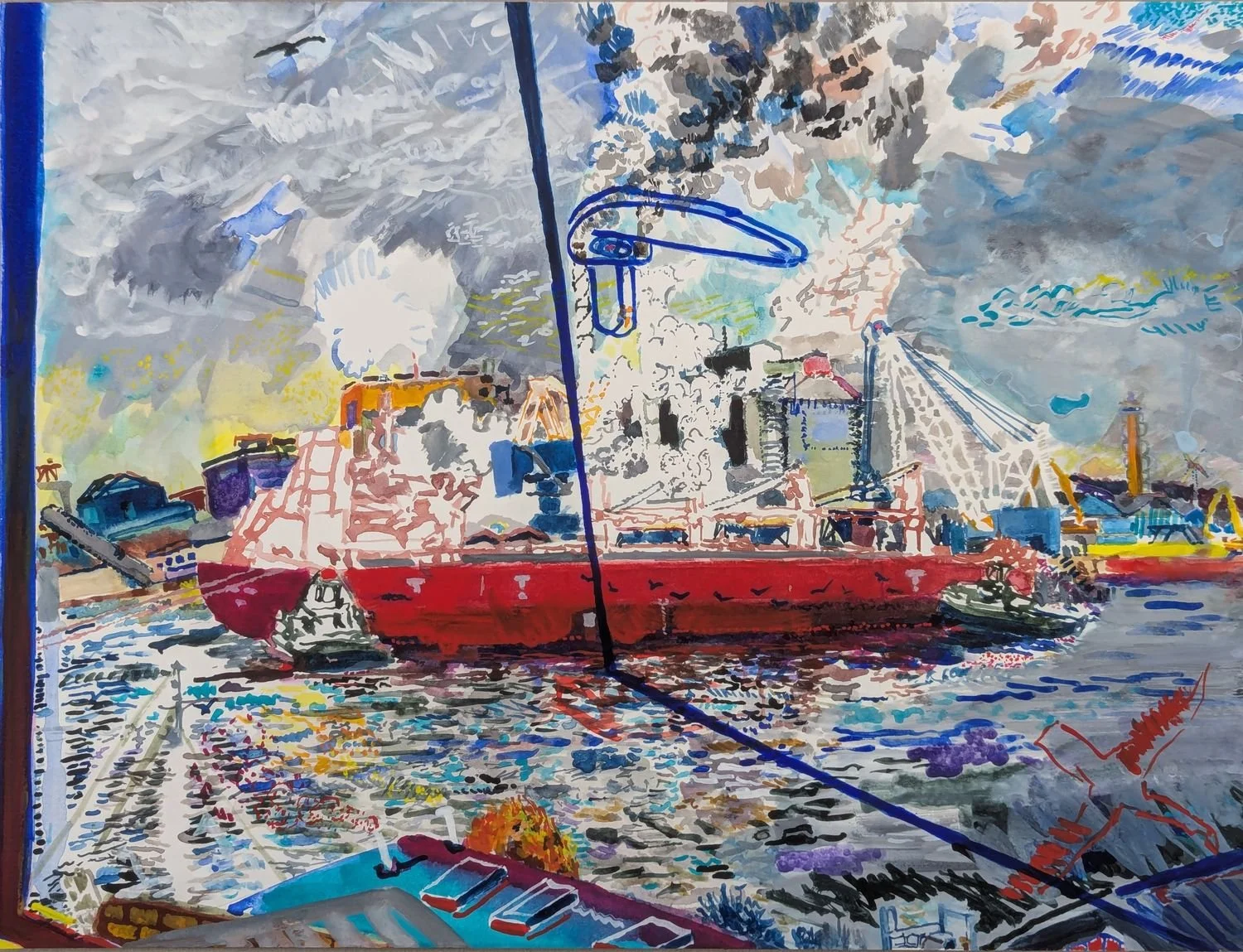 High Water Arrival watercolour by Alexandra Blum