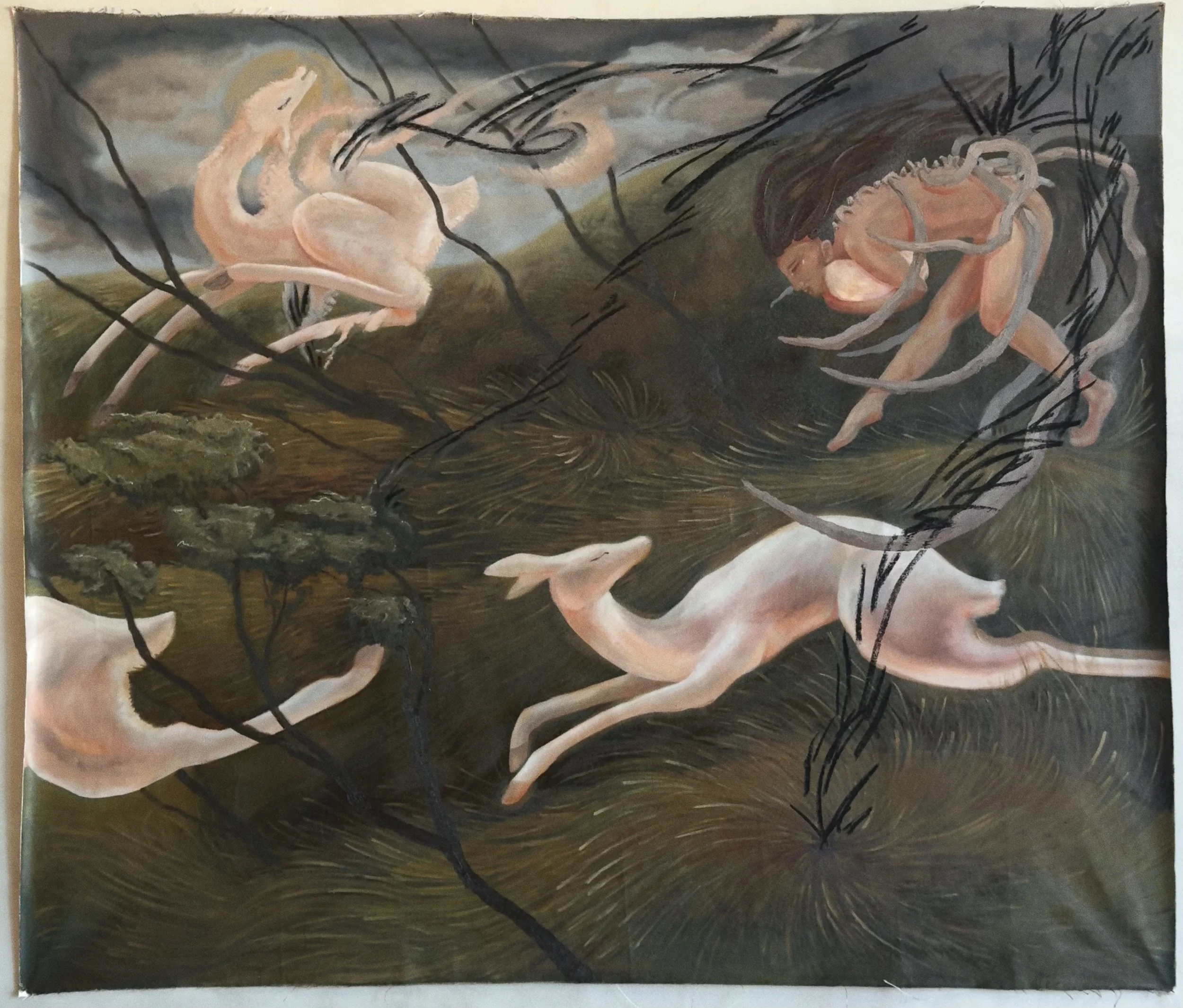 "resource gathering" 2026-(in progress)
oil on unstretched canvas 63"-53"