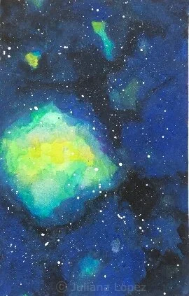 Galaxy 3. Watercolor - 8.5 X 5.5