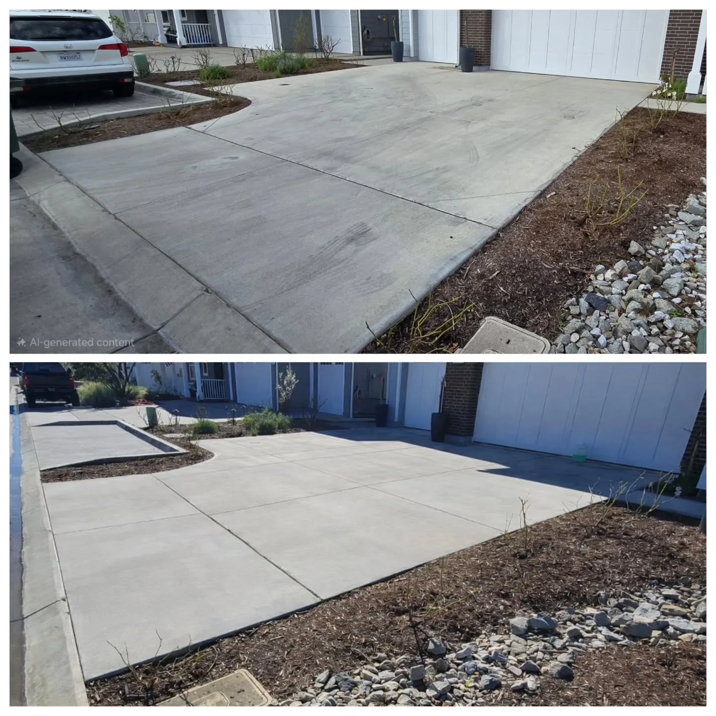 This Encinitas home got the full prep treatment ahead of listing photos and hitting the market.

We handled exterior soft washing, pressure washing of the porch, driveway, walkways, rear patio, and overflow parking area, plus a full artificial turf c