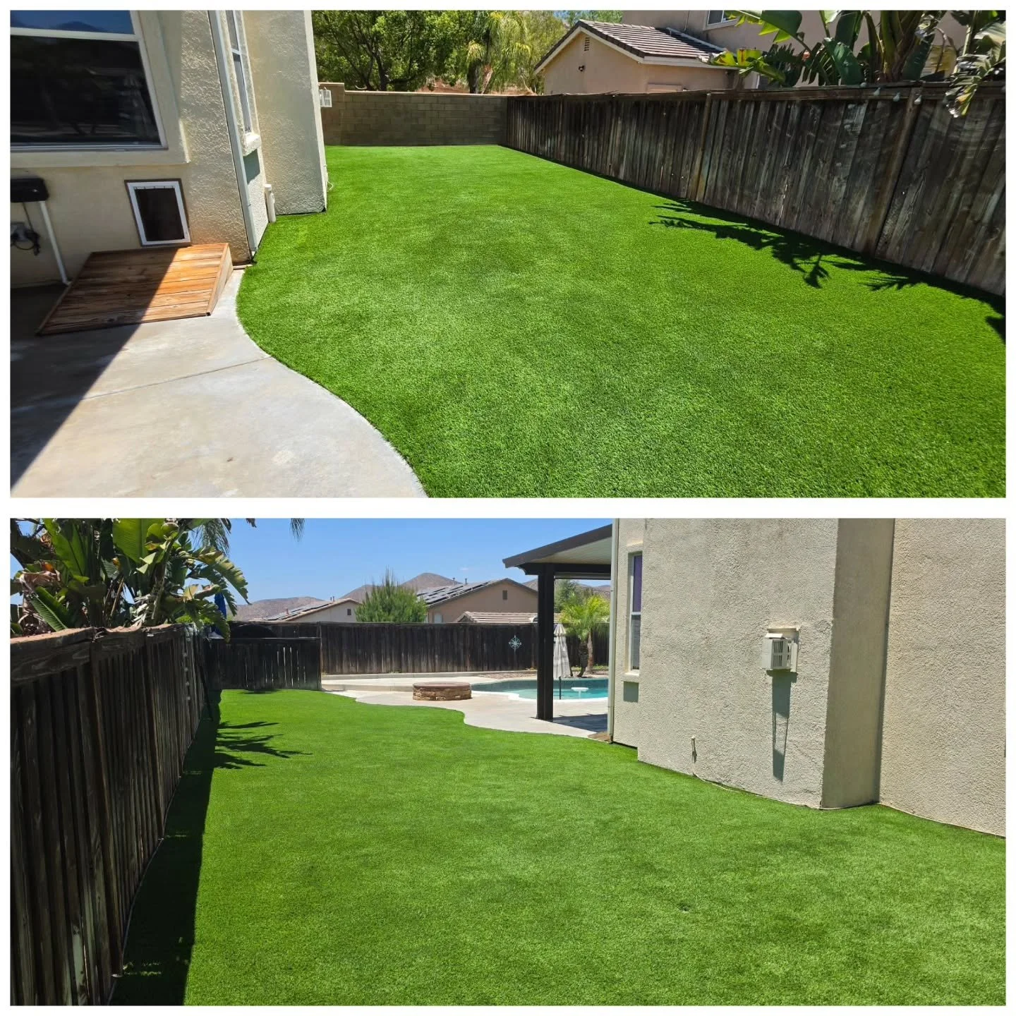 Another full property cleanup in the books in Menifee!

This one got the complete treatment from front to back. We started by cleaning the artificial turf and taking care of the pet odors. Then we moved to the backyard, pressure washing around the po
