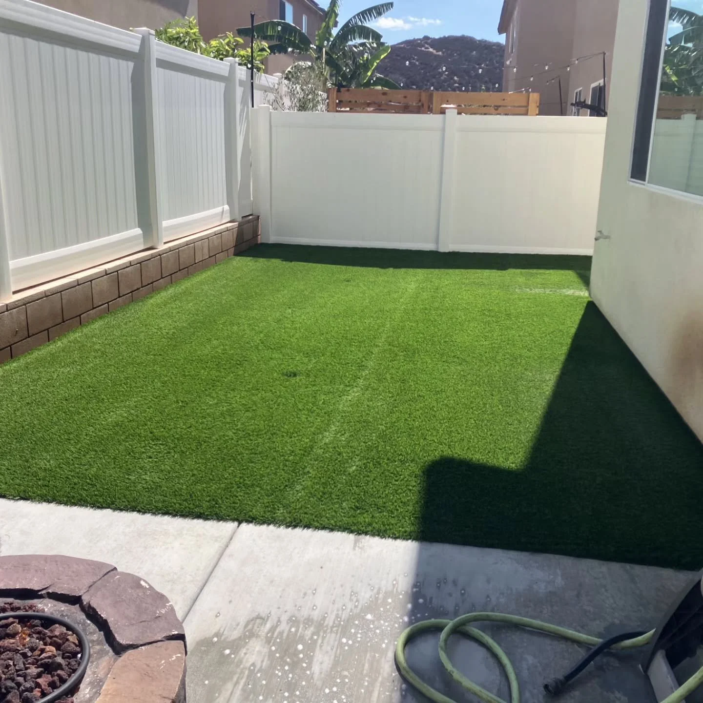 This customer went with our full cleaning package, which included machine brushing, deep cleaning, pet odor treatment, sanitization of the entire yard and turf, UV protection, and minor maintenance.

We also noticed a small area of turf melting. This