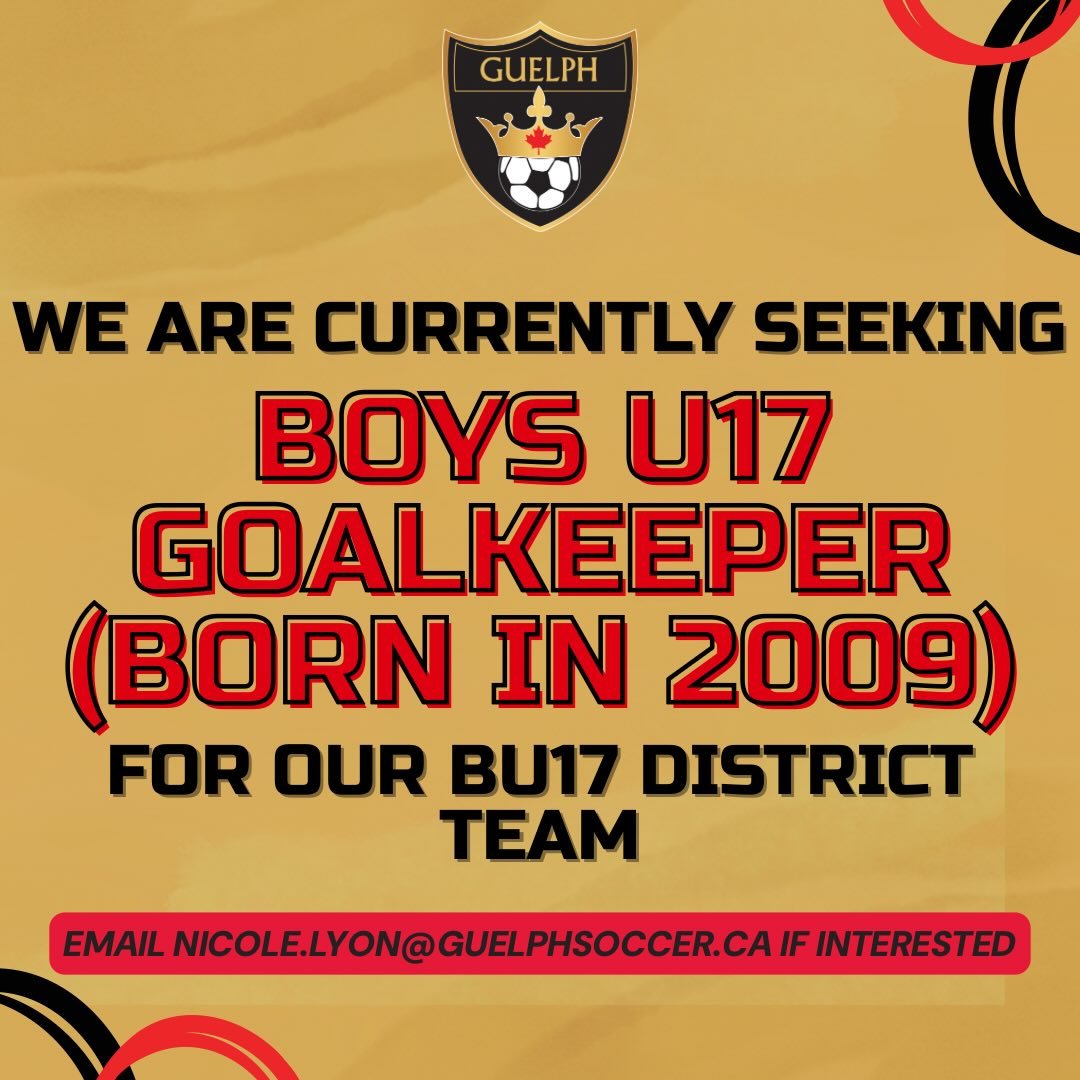 🙌🌟We&rsquo;re Looking for Goalkeepers🌟🙌

Calling Boys U17 (born in 2009) soccer players! We are currently looking for a goalkeeper for our district team! If you are interested in playing, please email our Competitive Operations Manager, Nicole Ly