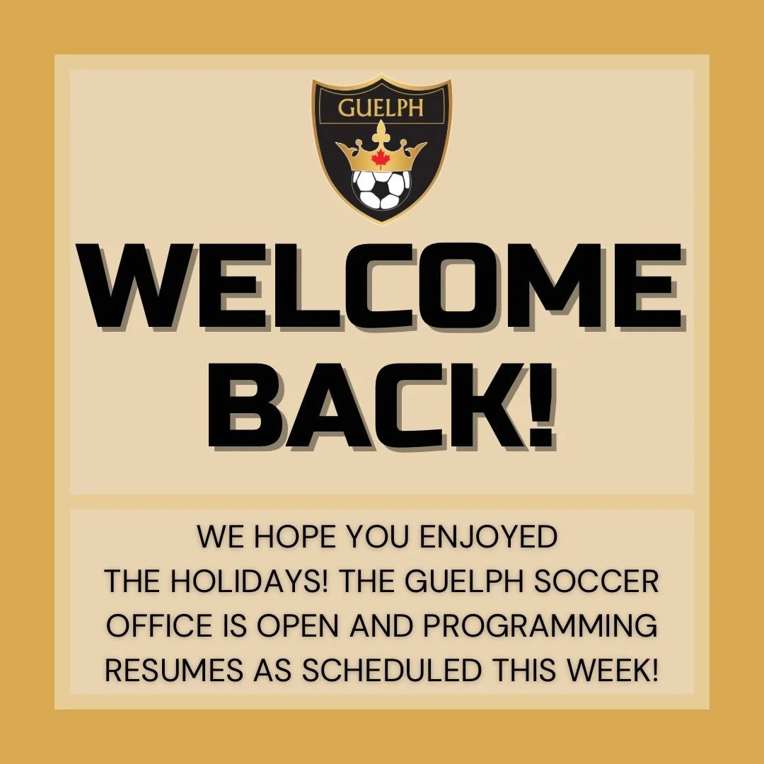 WELCOME BACK‼️ We hope you enjoyed the holiday break and are ready to be back playing soccer. ⚽️❄️🎉

All Guelph Soccer programming returns this week, with recreational winter programming kicking off this weekend! We hope you are just as excited as w