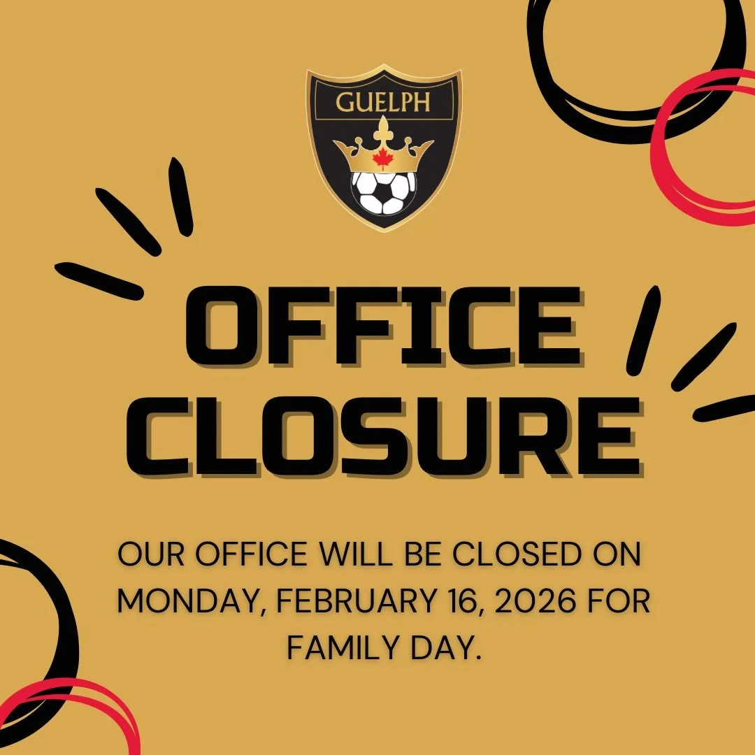 Please note that the Guelph Soccer office will be closed on Monday, February 16th. We will be back in office on Tuesday, February 17th at 10:00am. Enjoy the long weekend and happy Family day!