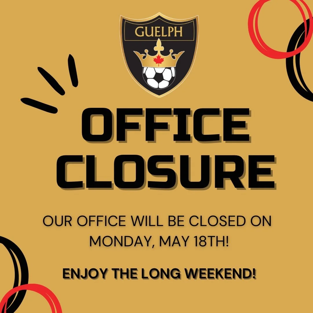 Please note that the Guelph Soccer office will be closed on Monday, May 18th for Victoria Day. We will be back in office on Tuesday, May 19th at 10:00am. Enjoy the long weekend!