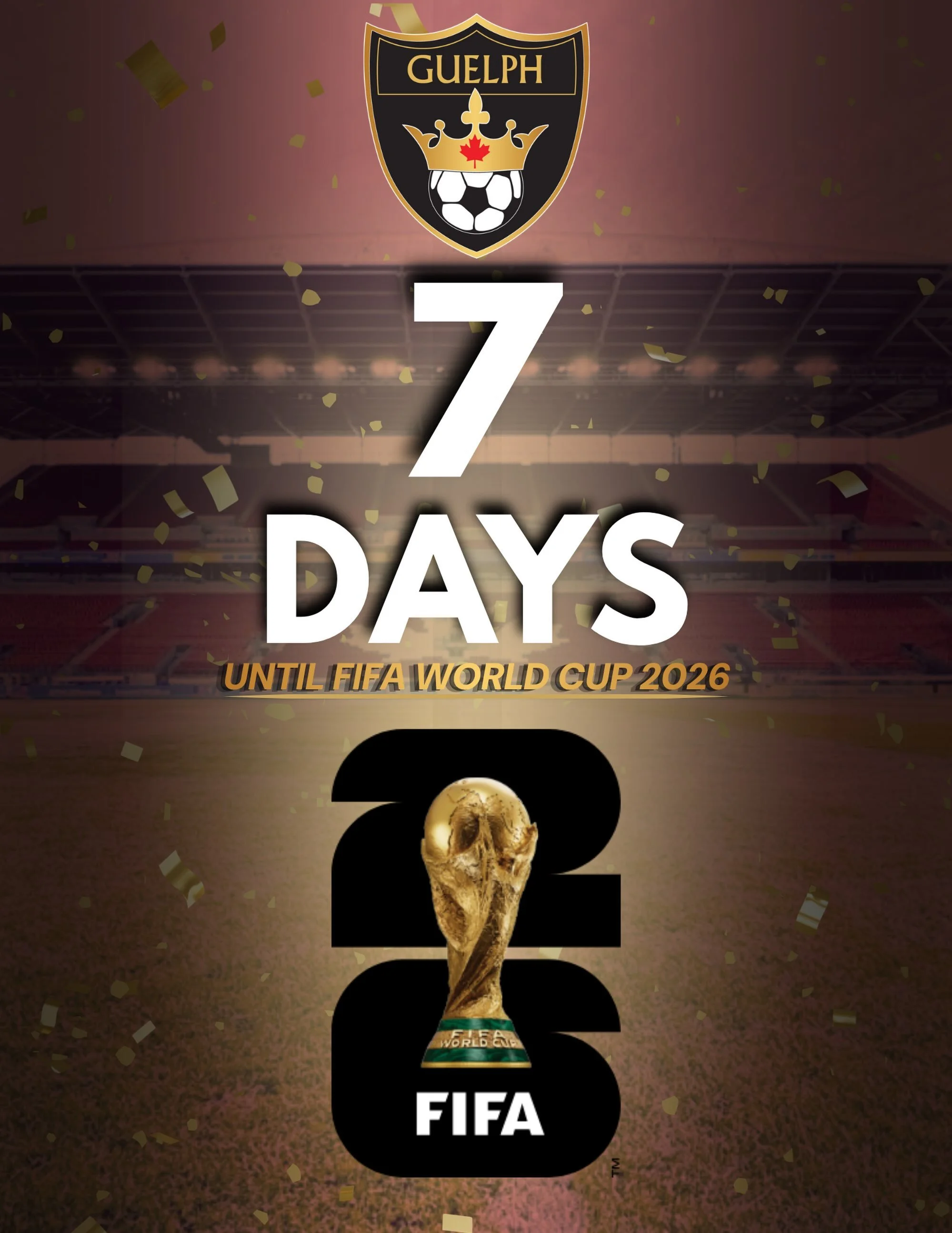 ⚽️7 Days Until FIFA World Cup 2026

The countdown is on. Only one week remains until kickoff. #fifaworldcup2026 #worldcup #guelphsoccer